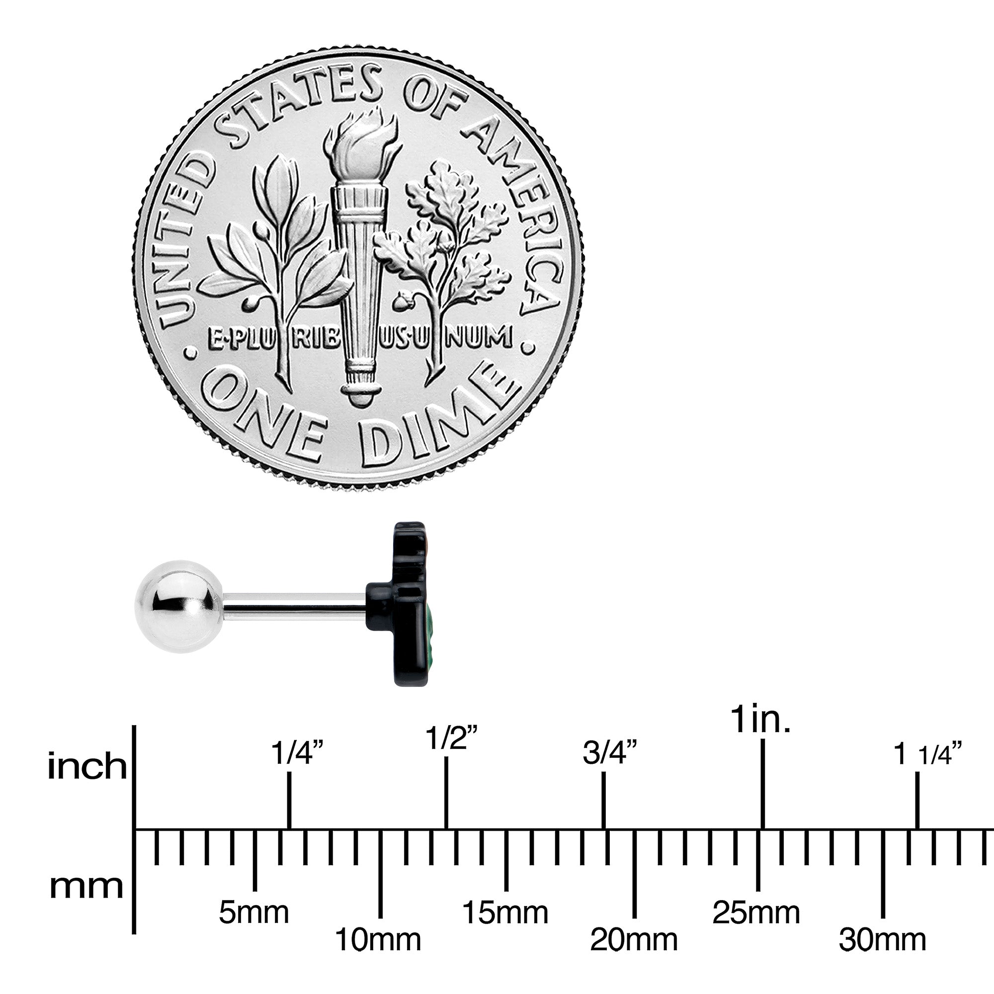 16G 1/4 Poison Green Bottle Glow in the Dark Cartilage Earring