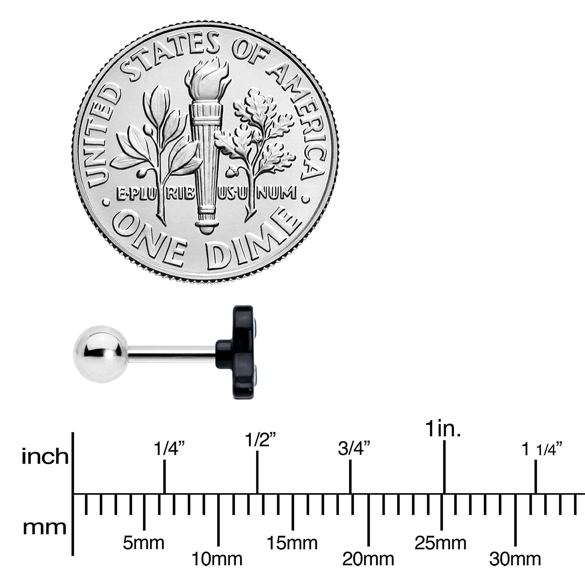 16G 1/4 White Ghost Glow in the Dark Cartilage Tragus Earring