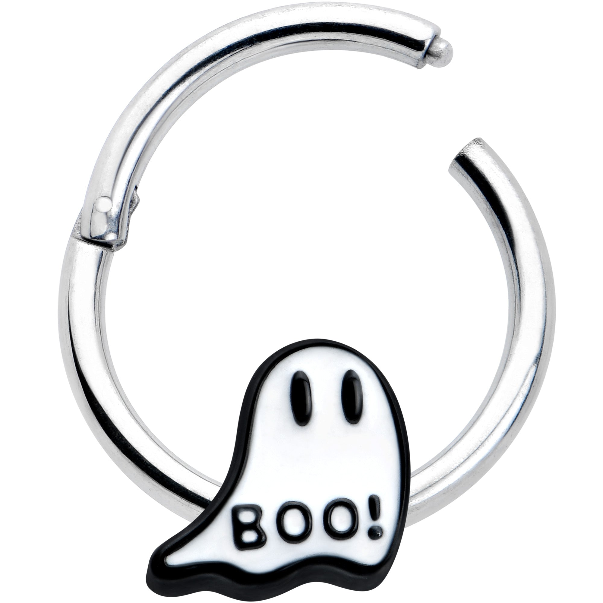 16G 3/8 White Ghost Glow in the Dark Halloween Hinged Segment Ring