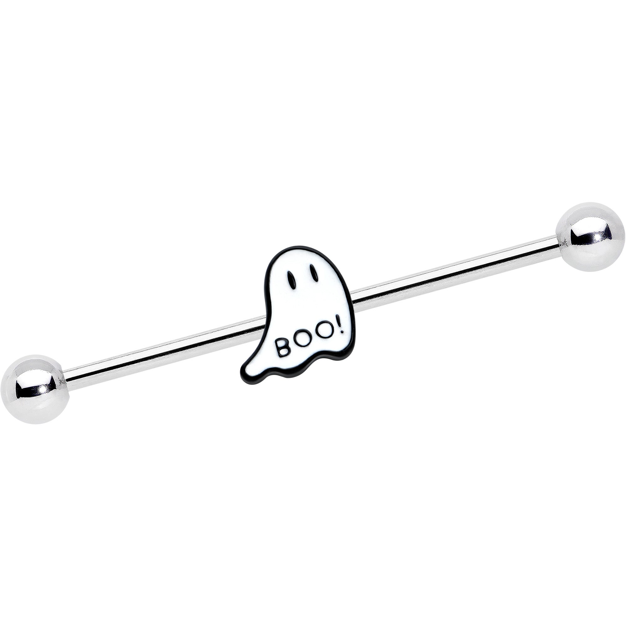 14G Halloween White Ghost Glow in the Dark Industrial Barbell 38mm