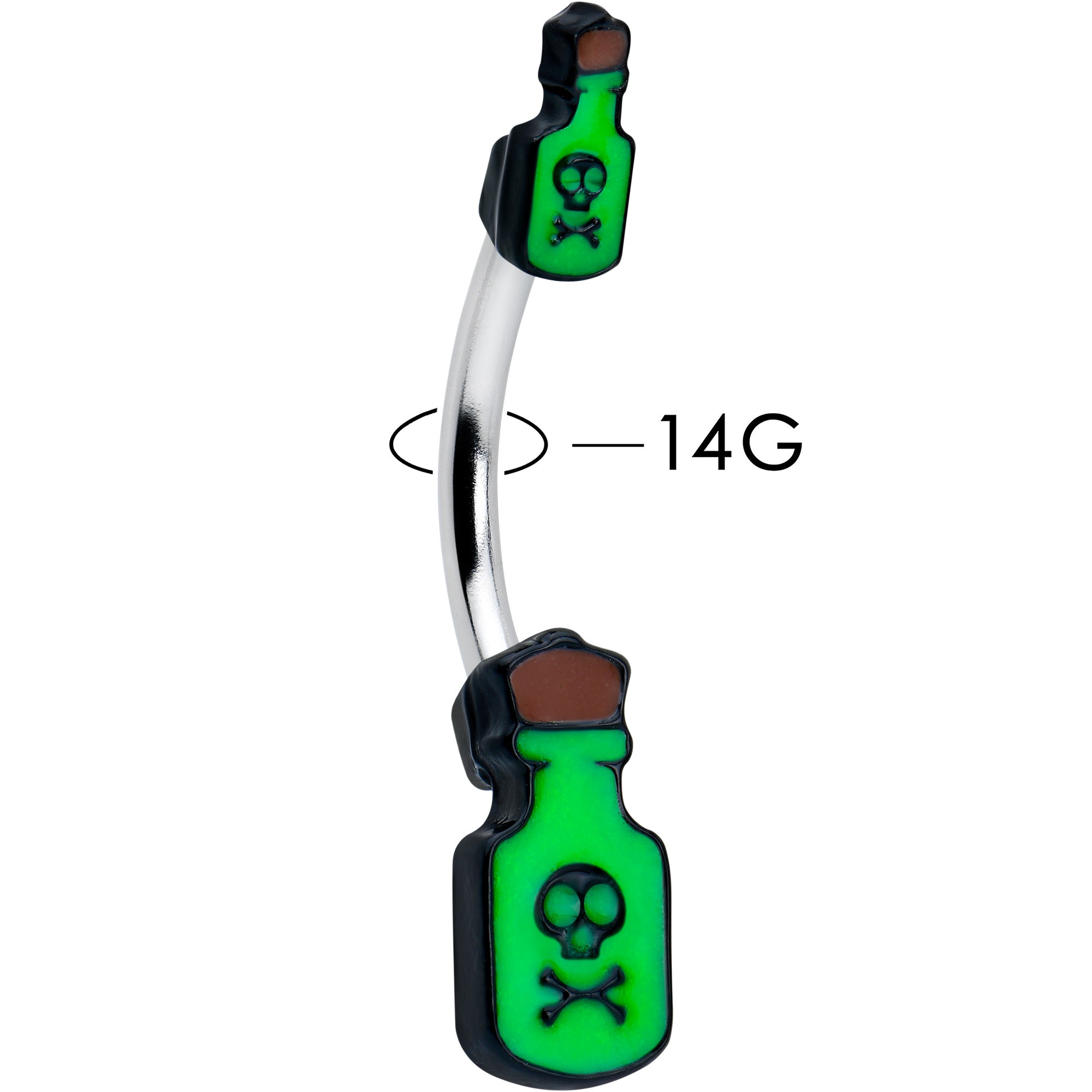 Halloween Green Poison Bottle Glow in the Dark Double Mount Belly Ring