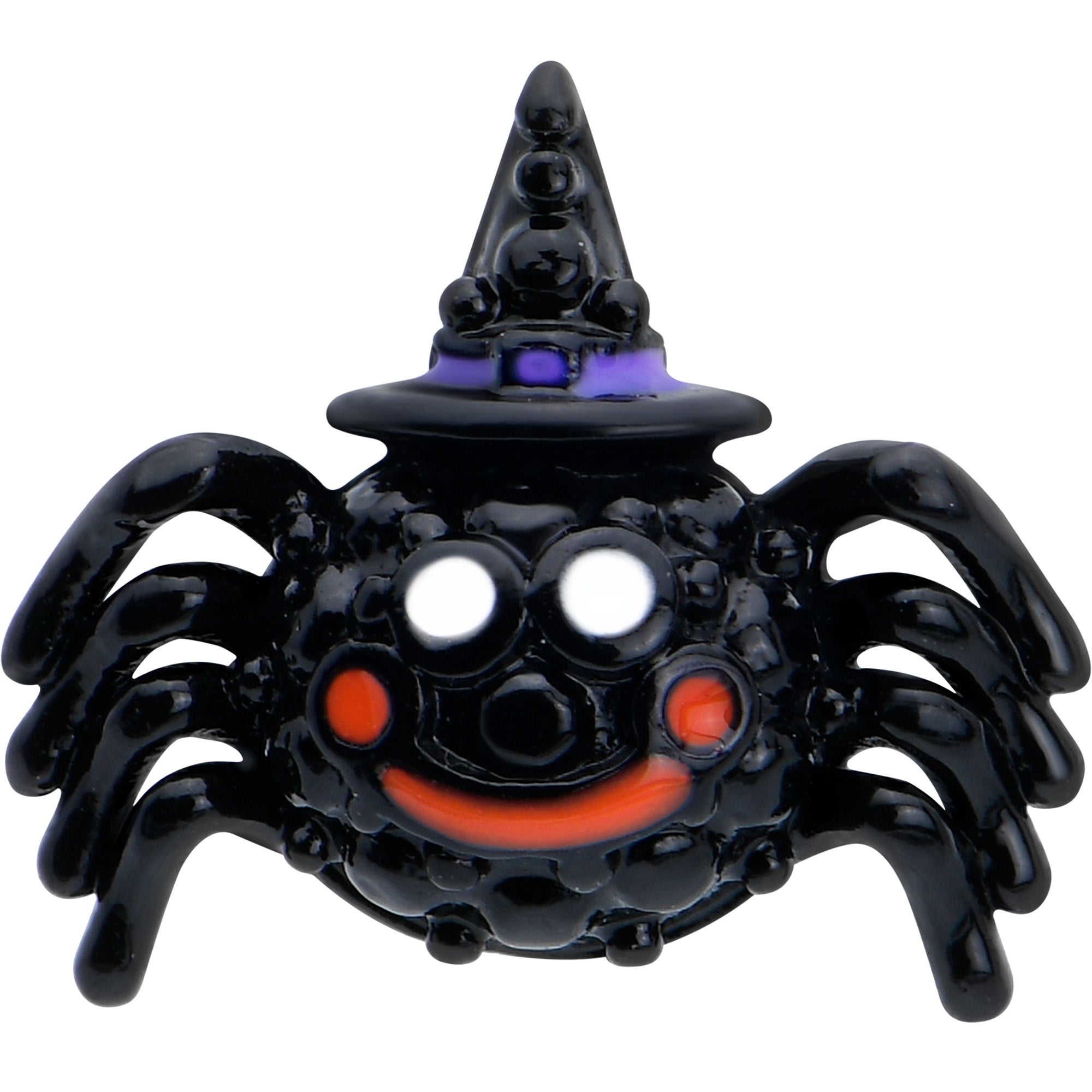16G 1/4 Black Halloween Witchy Smiling Spider Cartilage Earring