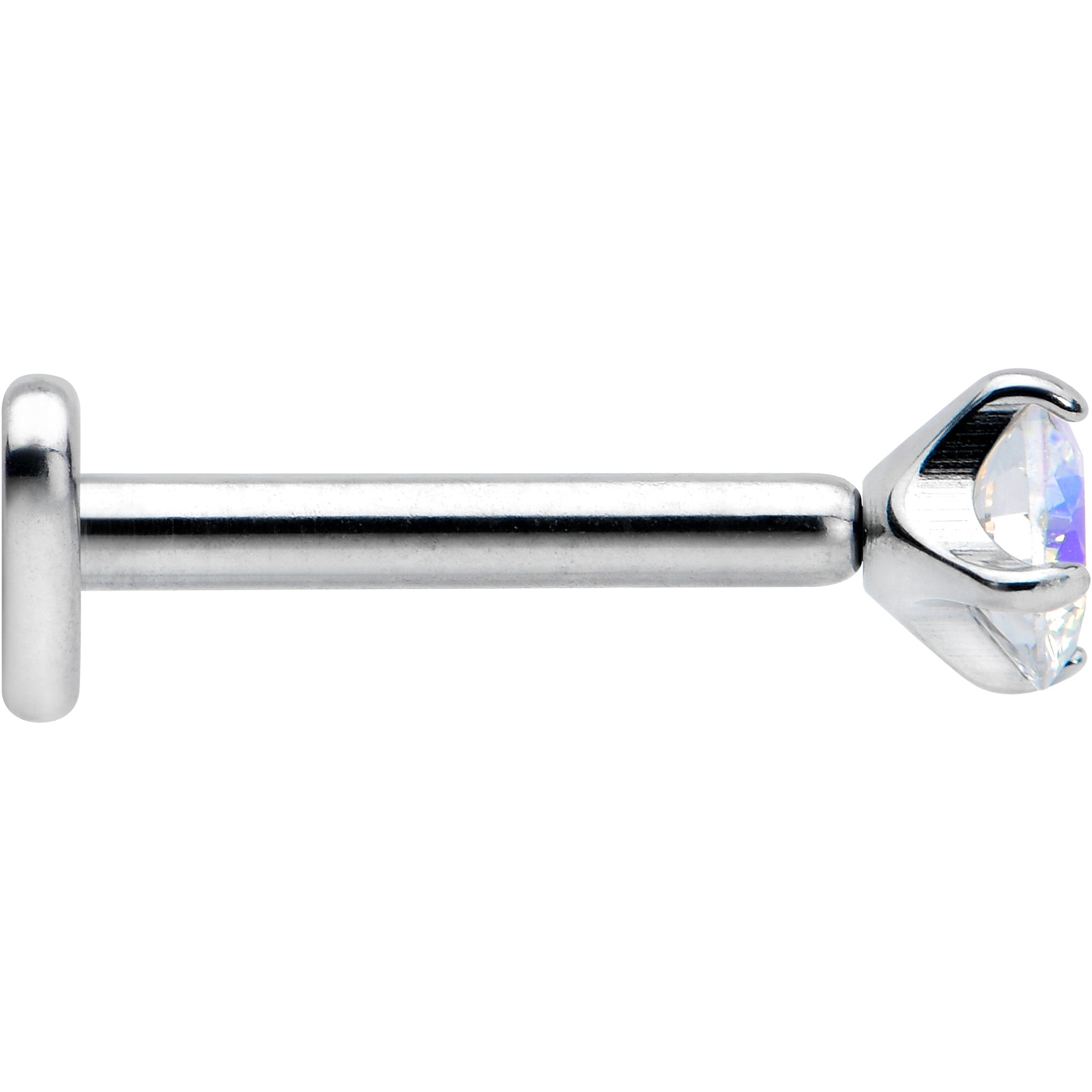 16G 5/16 Aurora CZ Gem ASTM F-136 Implant Grade Titanium Heart End Labret Tragus