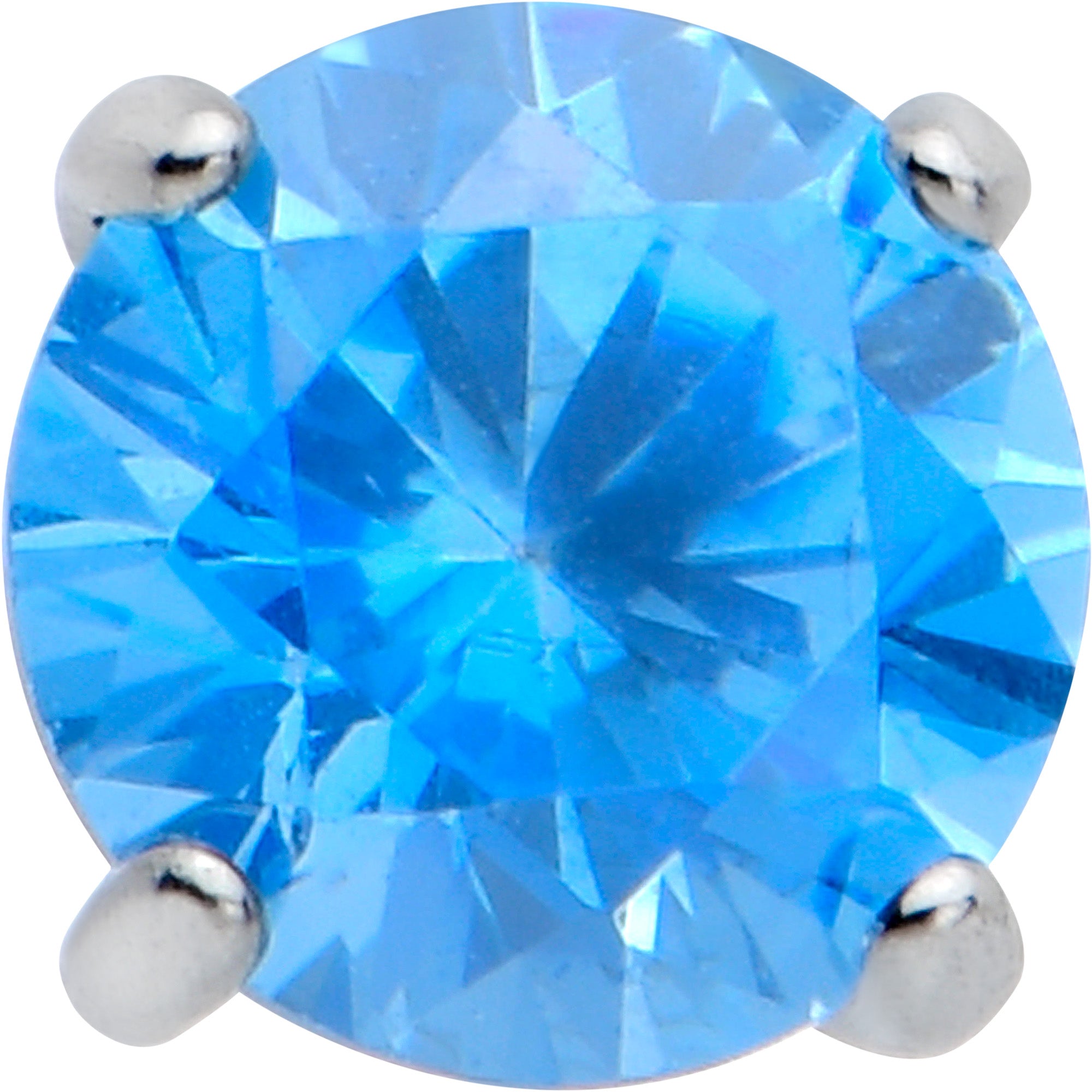 16G 5/16 Blue CZ Gem ASTM F-136 Implant Grade Titanium Hex End Labret Tragus