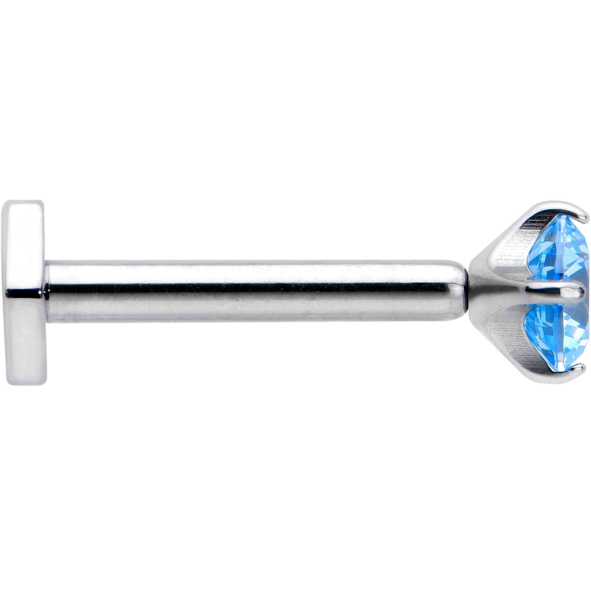 16G 5/16 Blue CZ Gem ASTM F-136 Implant Grade Titanium Hex End Labret Tragus