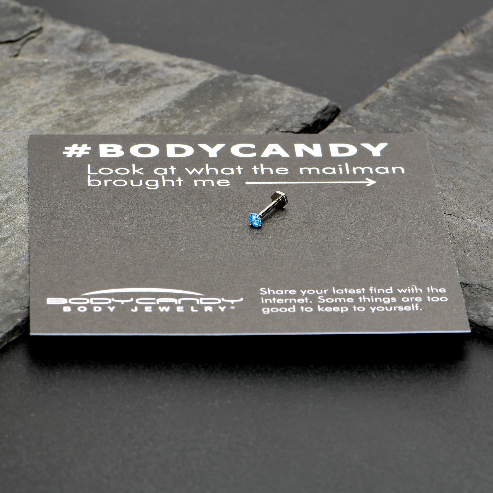 16G 5/16 Blue CZ Gem ASTM F-136 Implant Grade Titanium Hex End Labret Tragus