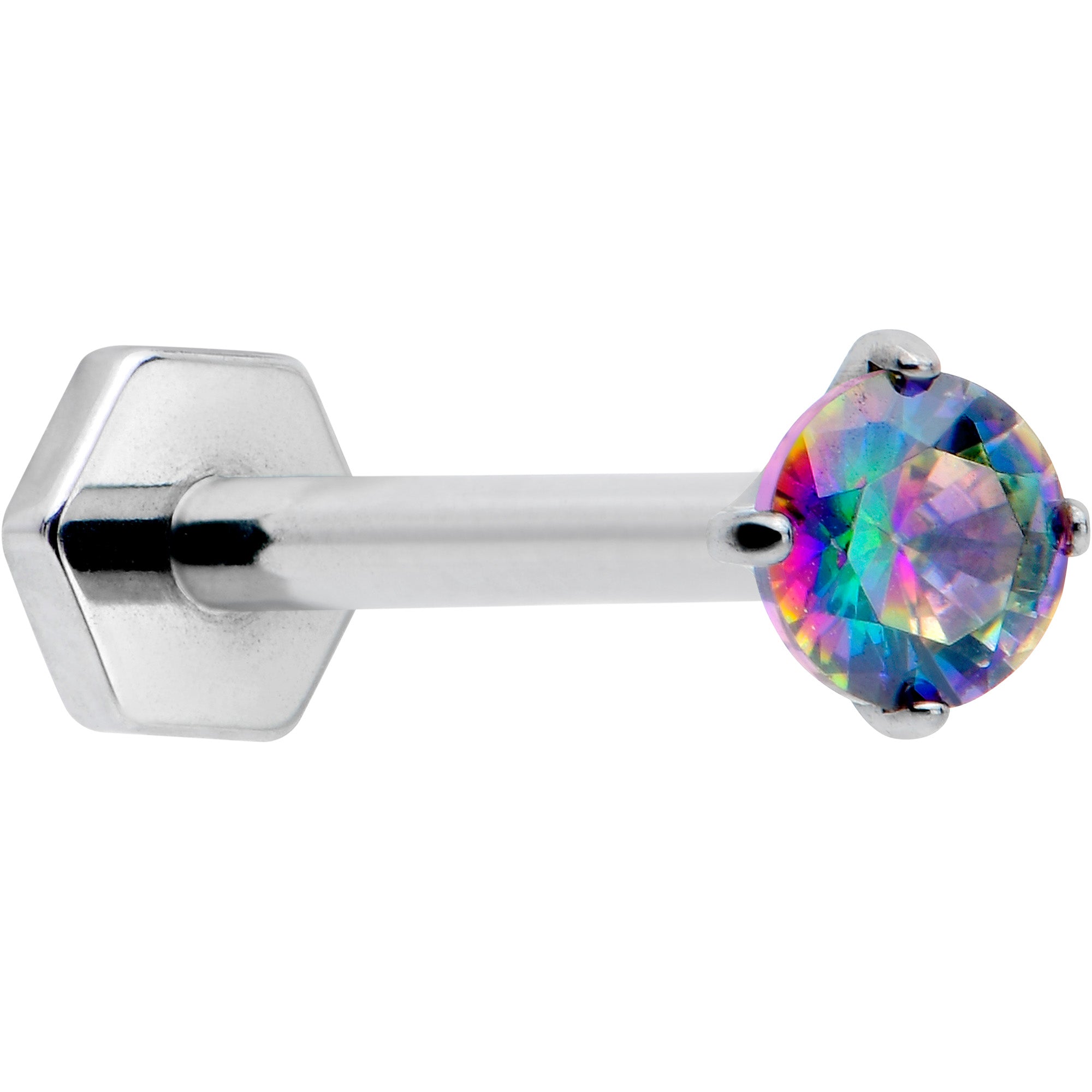 16G 5/16 Vitrail CZ Gem ASTM F-136 Implant Grade Titanium Hex End Labret Tragus
