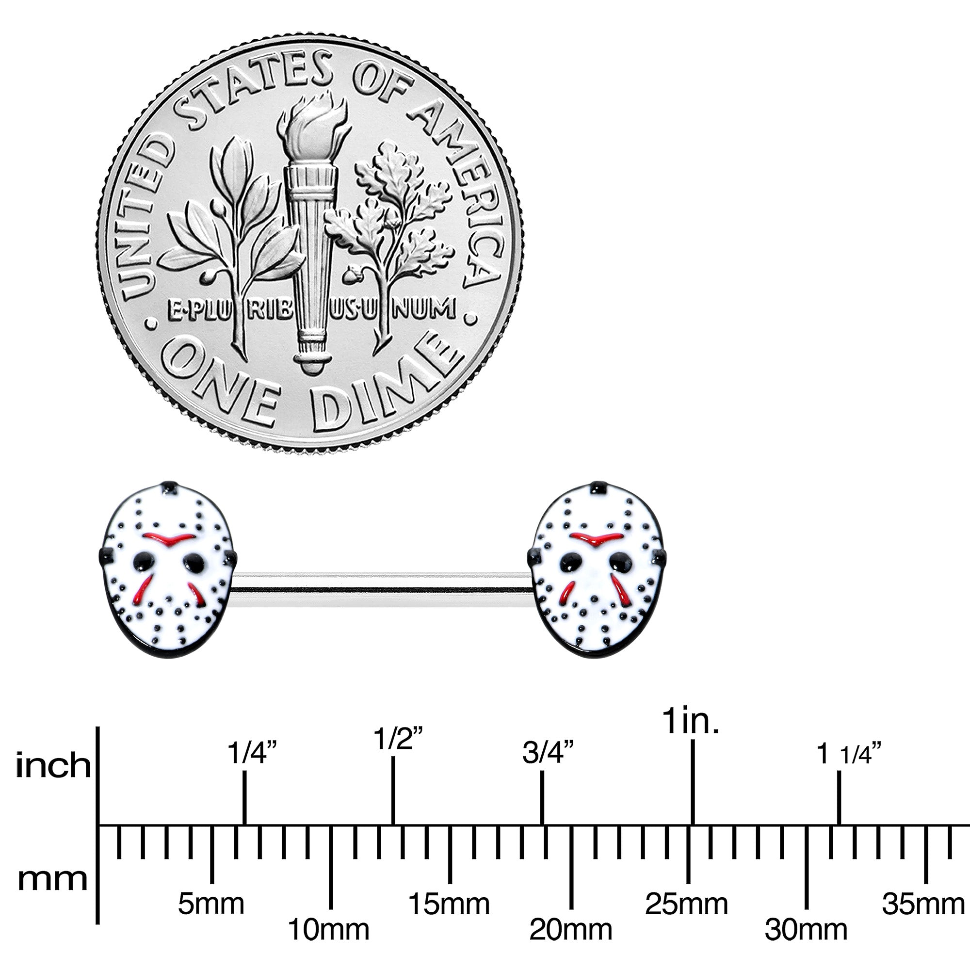 Officially Licensed Halloween Jason Mask Friday the 13th Nipple Ring Set