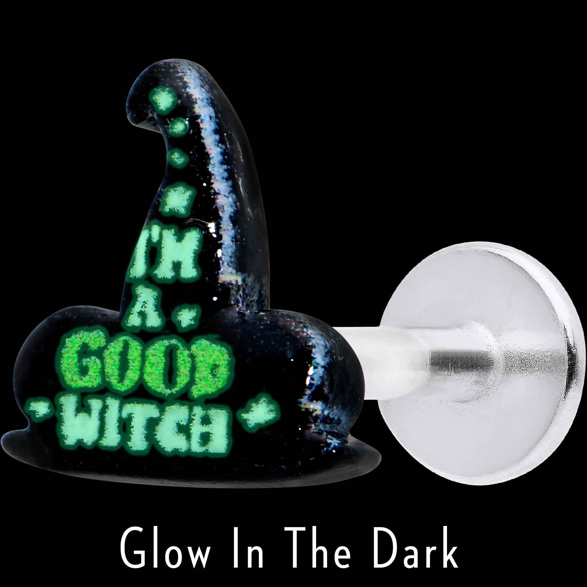 16G 5/16 Good Witch Hat Glow in the Dark Labret Monroe Tragus