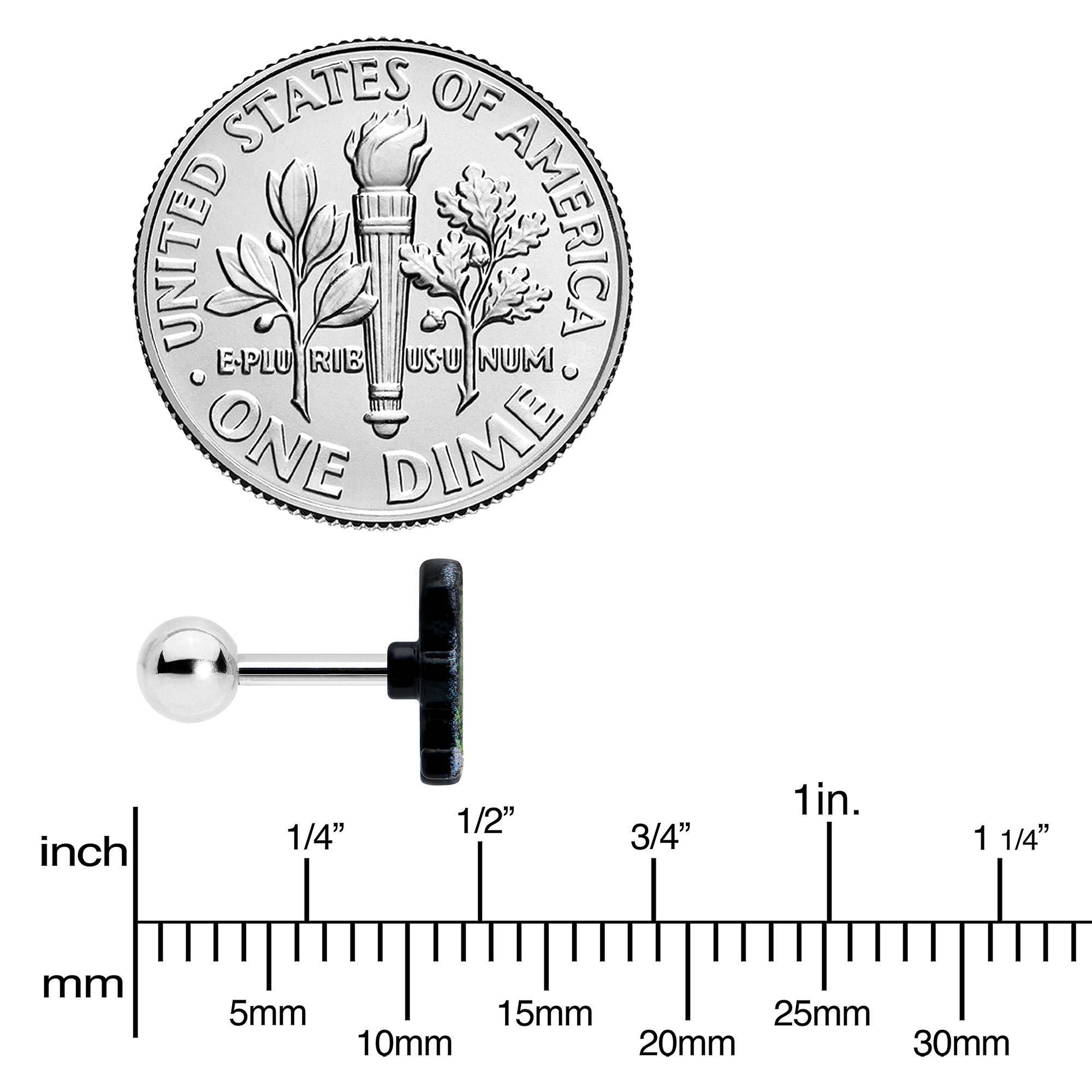 16G 1/4 Frankenstein Head Green Glow in the Dark Cartilage Earring