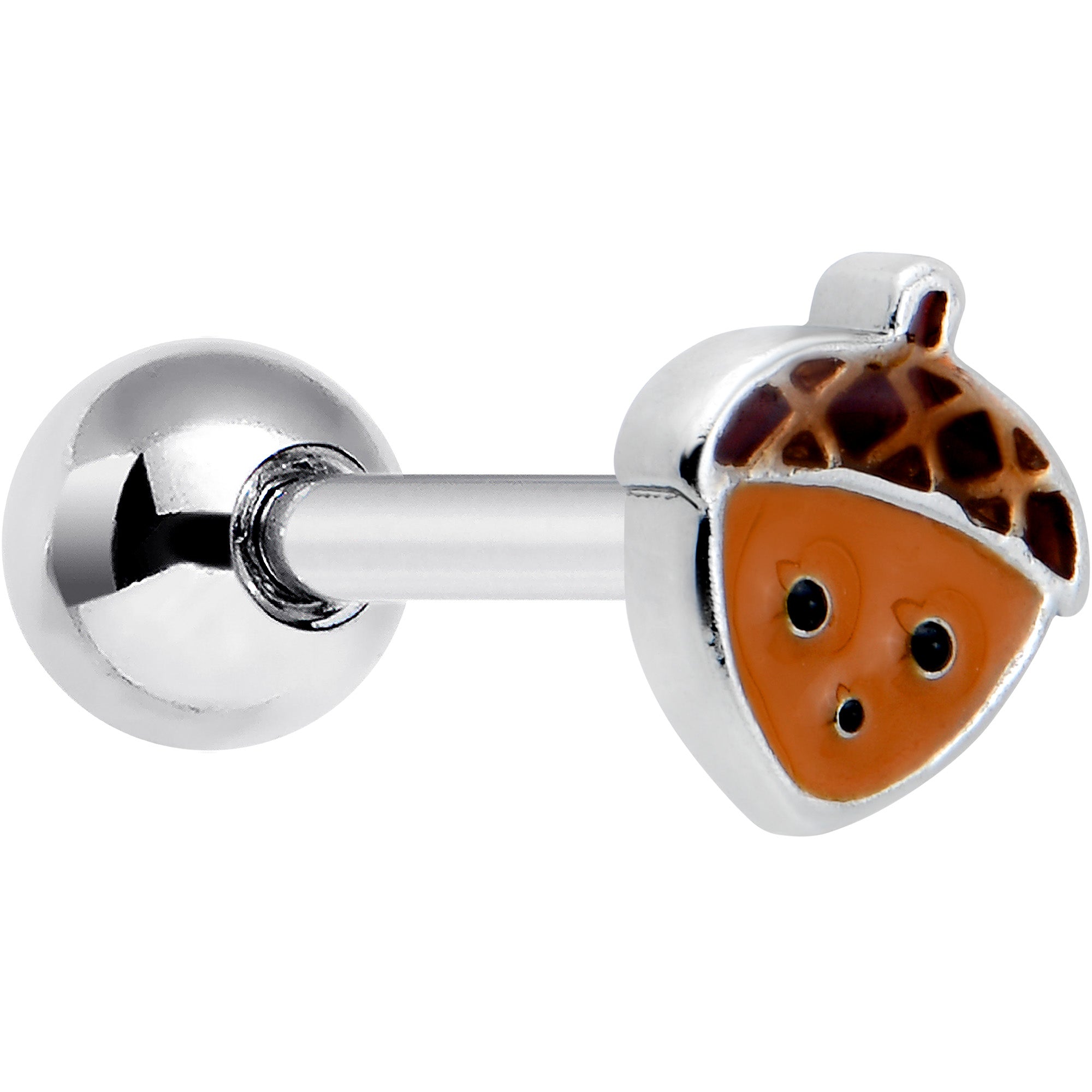 16G 5/16 Acorn Face Brown Autumn Cartilage Tragus Earring