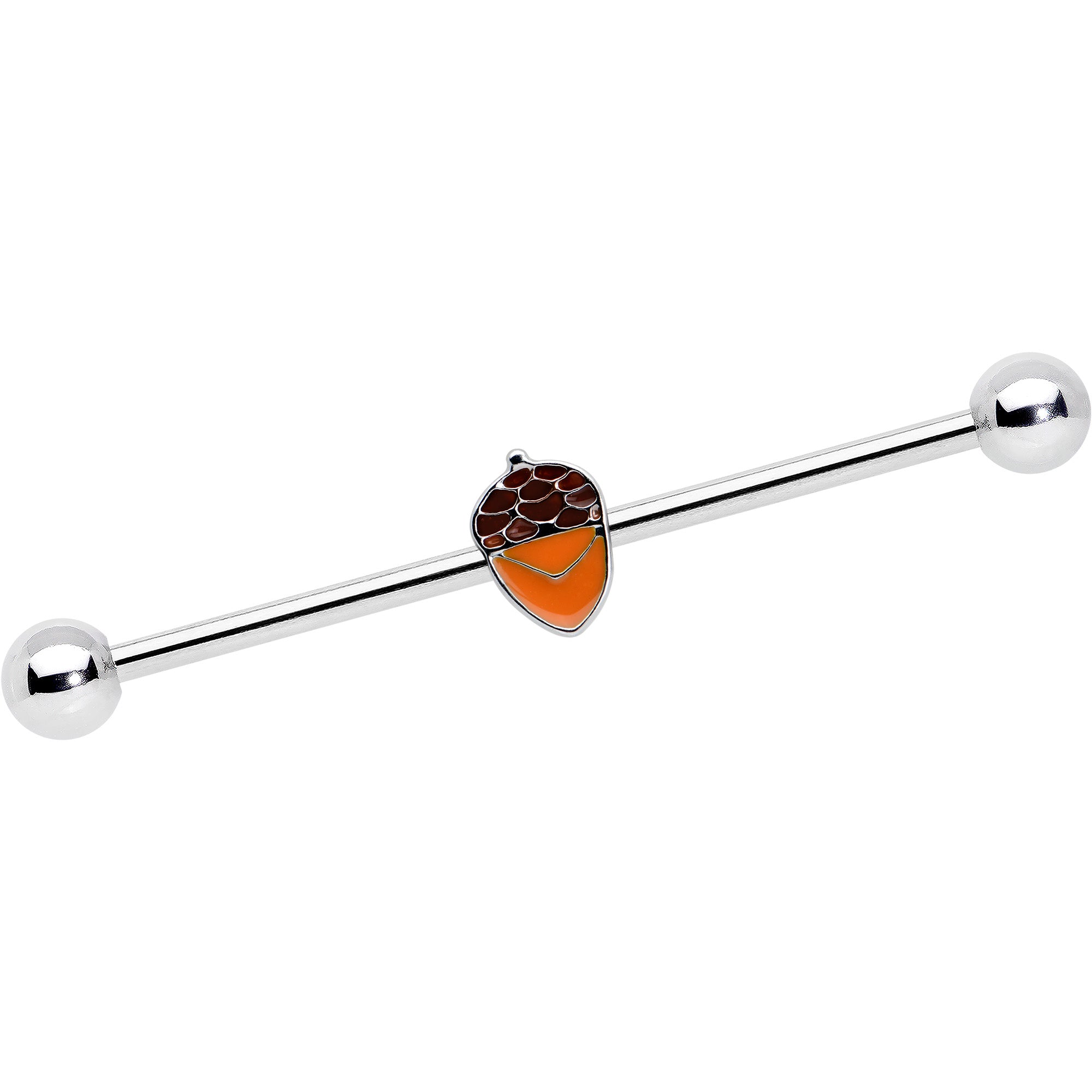 14G Autumn Acorn Brown Orange Industrial Barbell 38mm