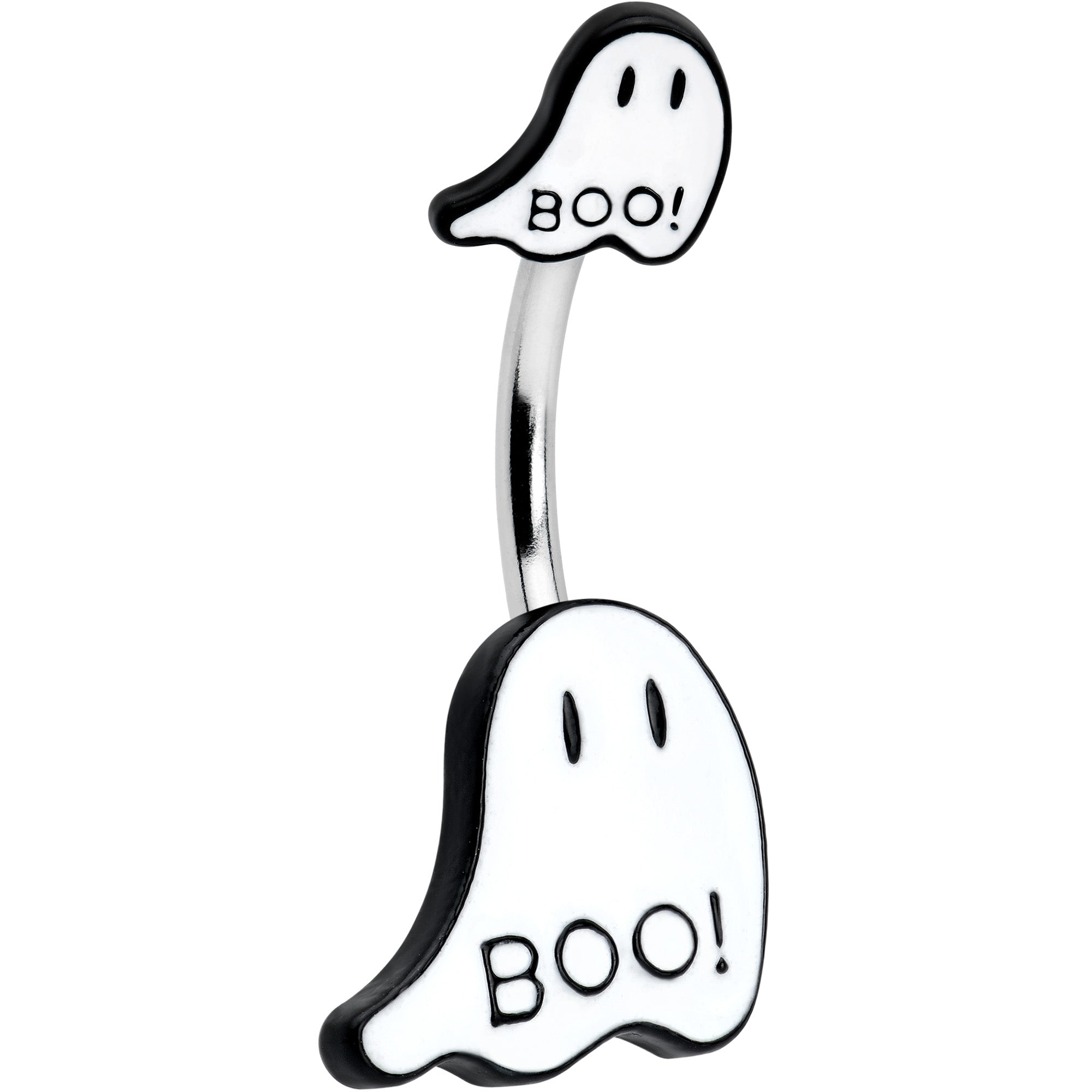 Halloween White Glow in the Dark Ghosts Double Mount Belly Ring