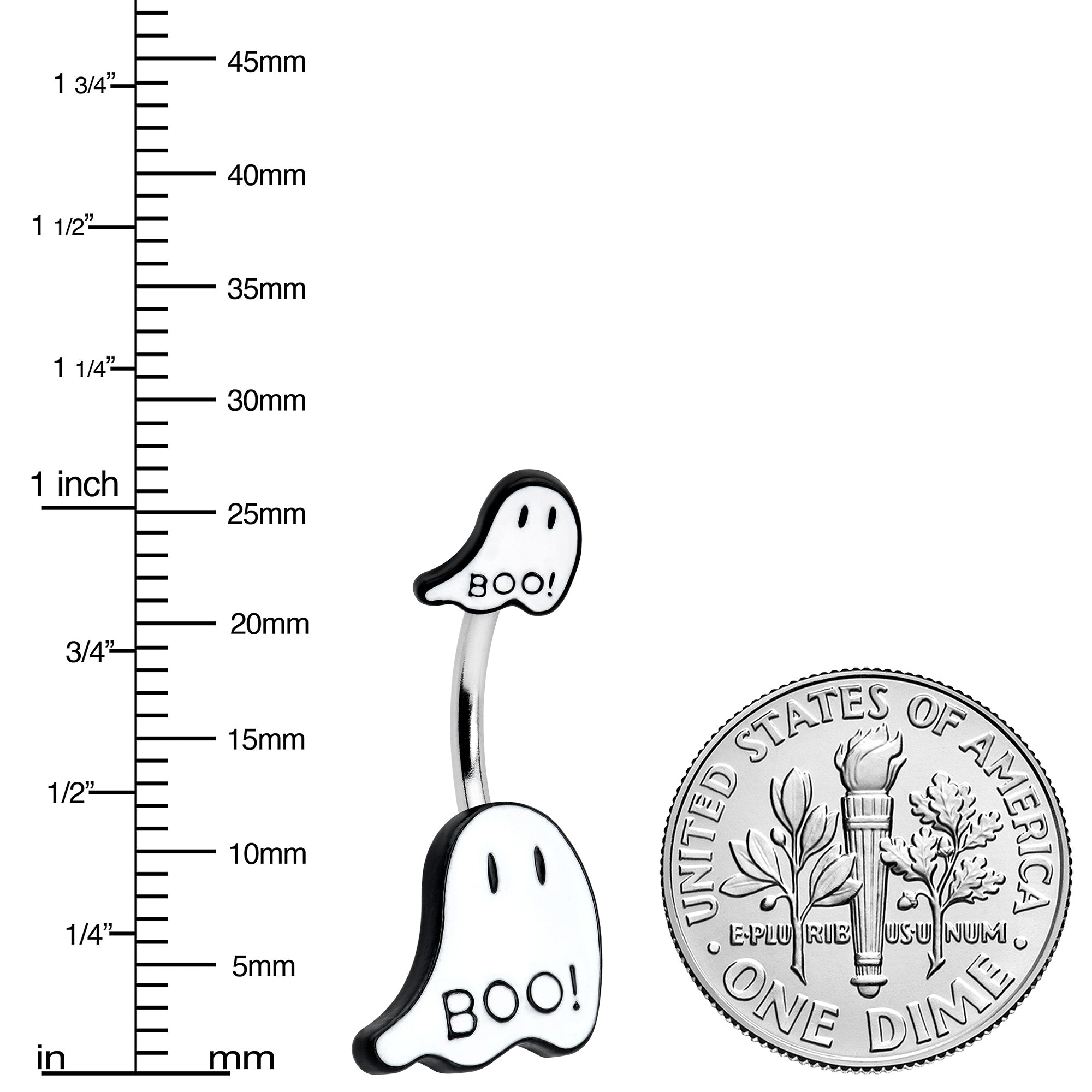 Halloween White Glow in the Dark Ghosts Double Mount Belly Ring