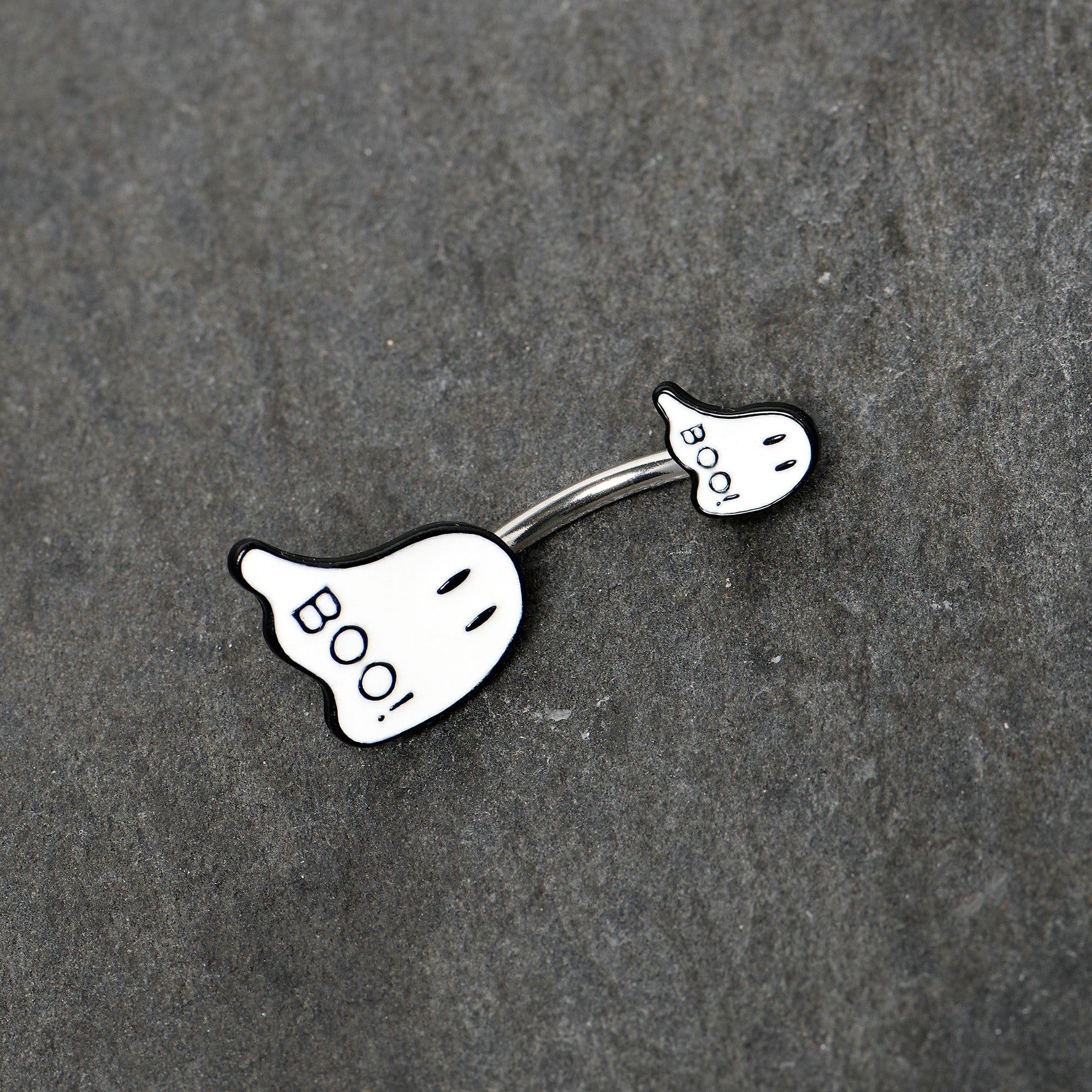 Halloween White Glow in the Dark Ghosts Double Mount Belly Ring