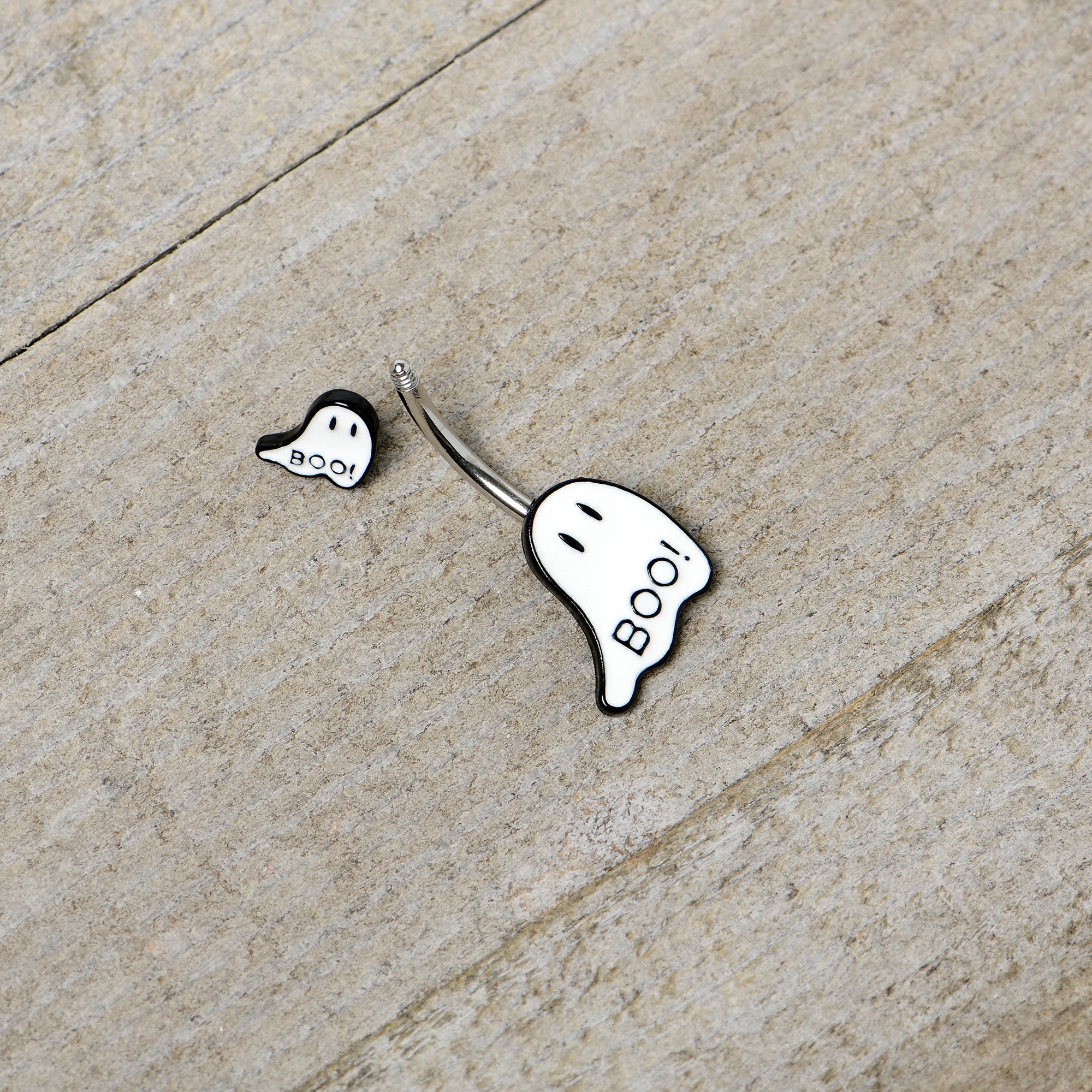 Halloween White Glow in the Dark Ghosts Double Mount Belly Ring