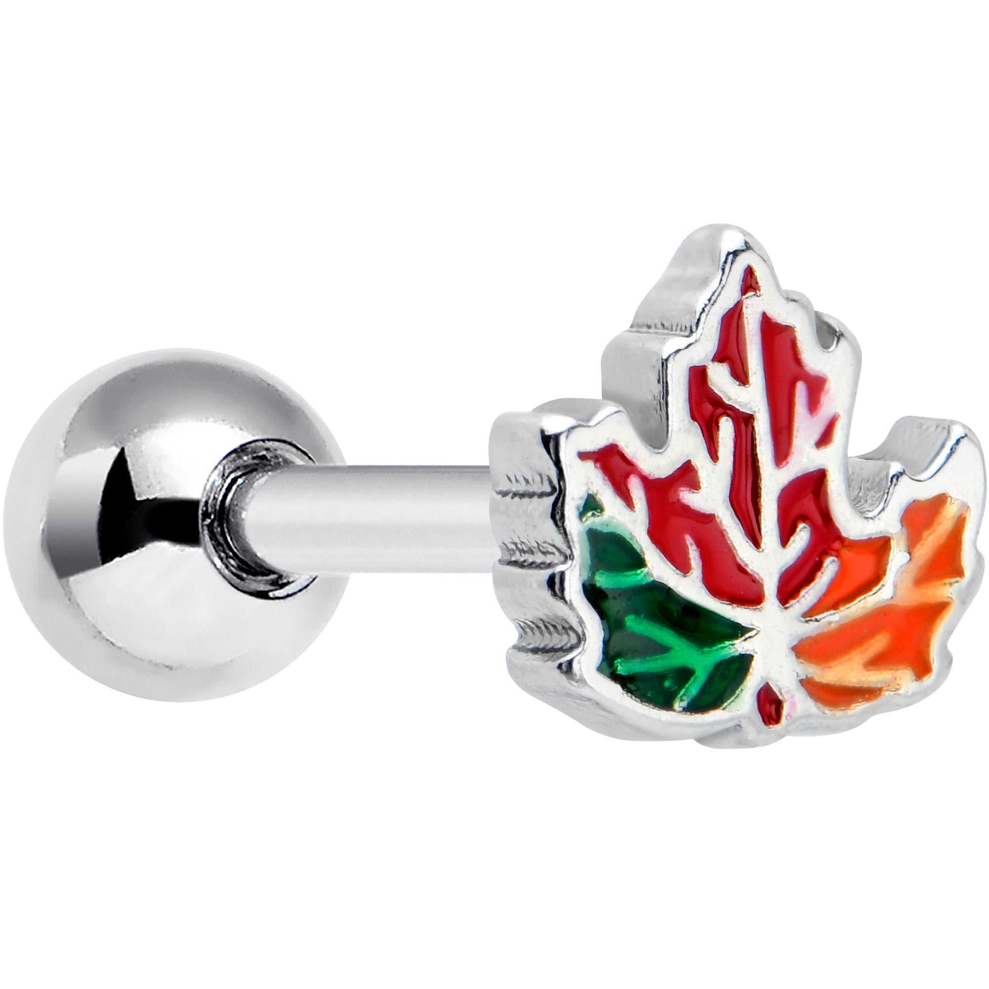 16G 5/16 Autumn Tricolor Maple Leaf Cartilage Tragus Earring