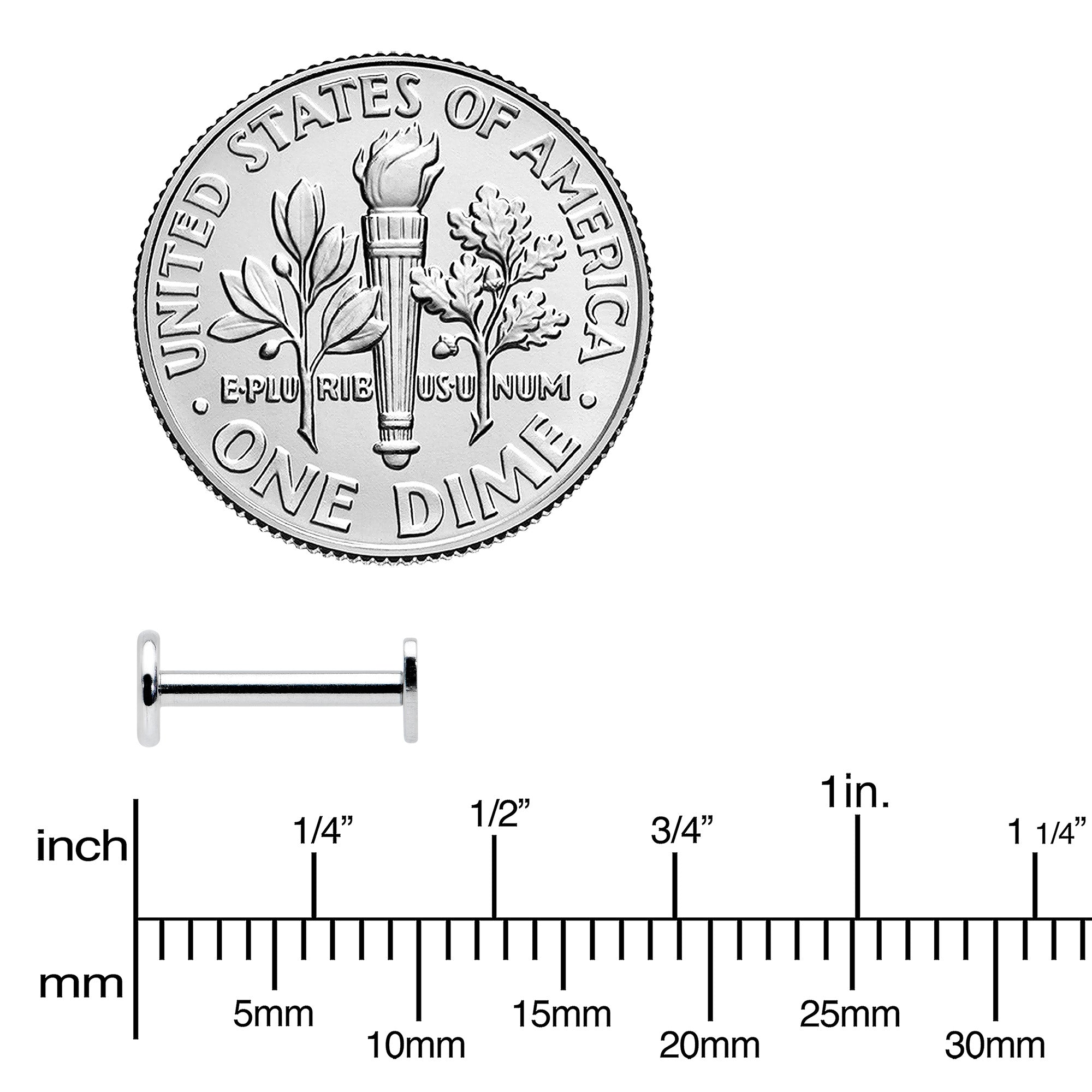 16G 1/4 Internally Threaded Simple Style Heart Labret Tragus