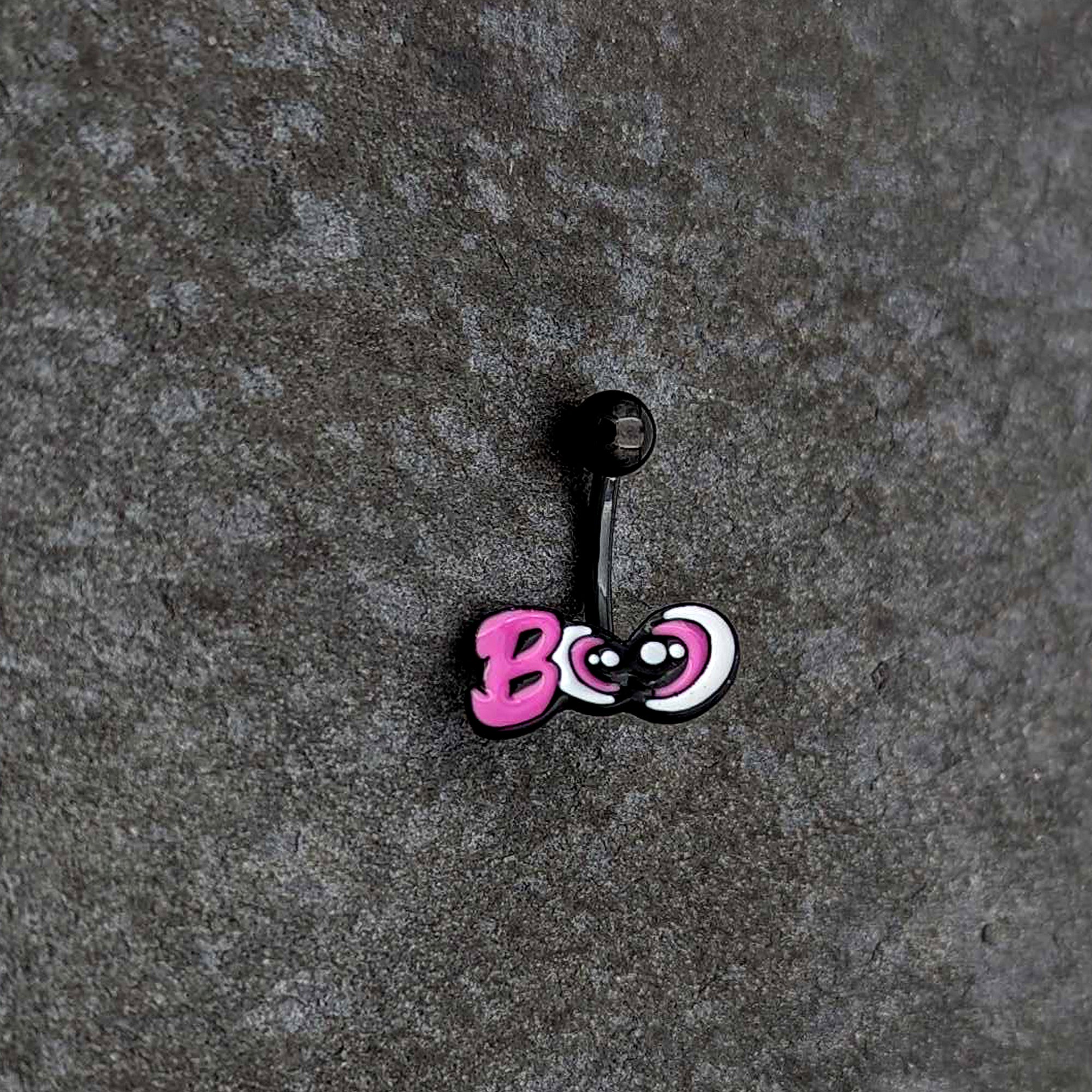 Black Boo Eyes Beauty Pink White Halloween Belly Ring