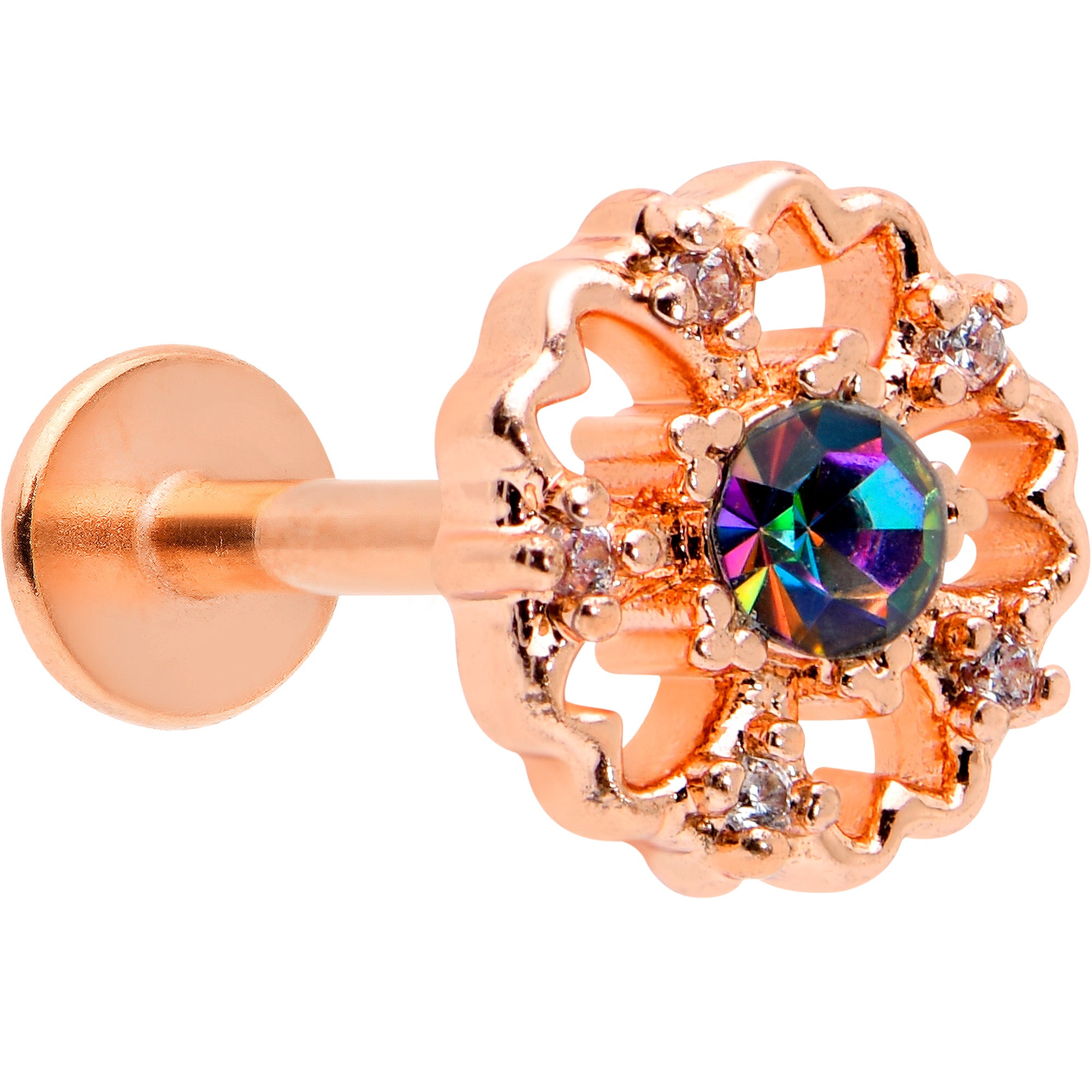 16G 5/16 Purple Tourmaline Rosy Tone Flower Labret Monroe Tragus