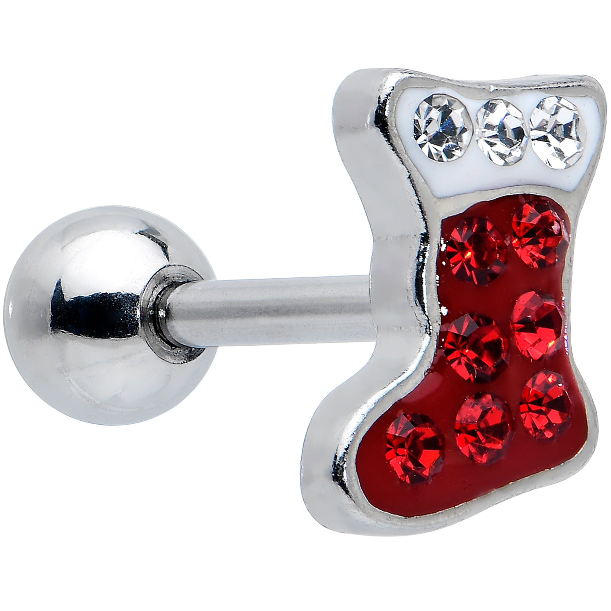 16G 1/4 Clear Gem Stocking Candy Cane Cartilage Earring Set of 3