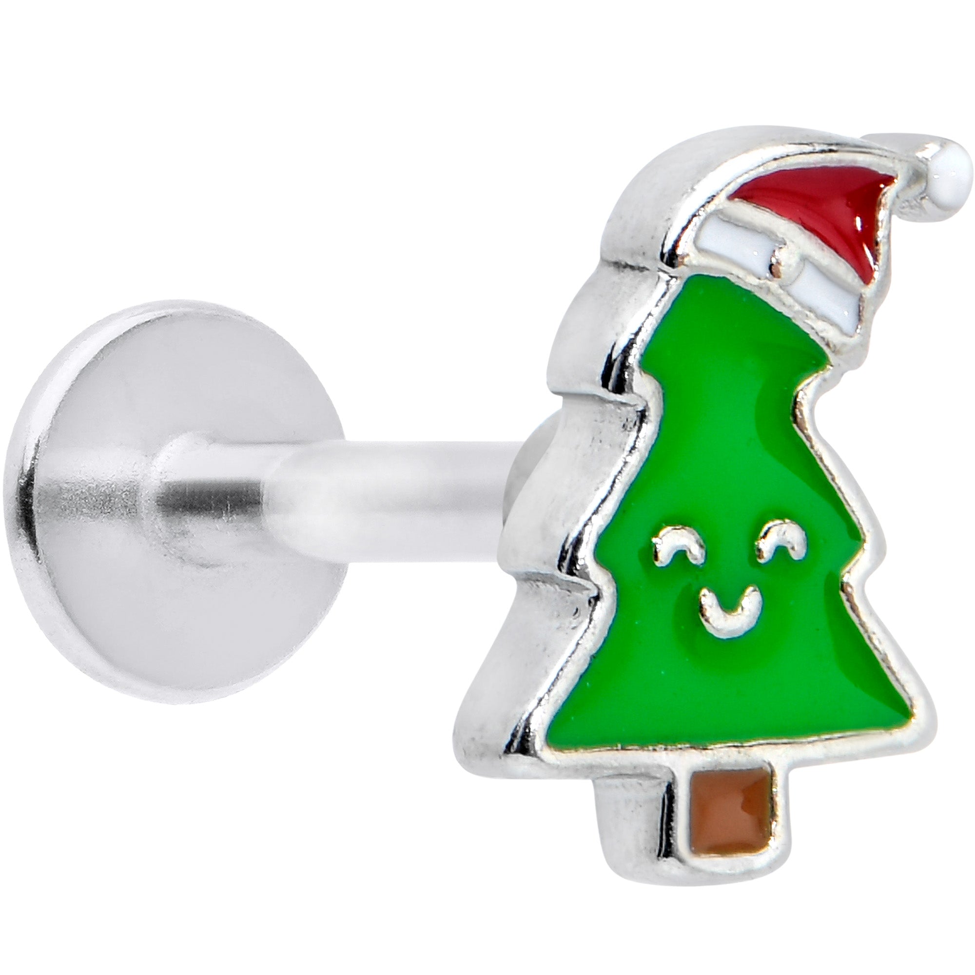 16G 5/16 Happy Christmas Tree Hat Labret Monroe Tragus