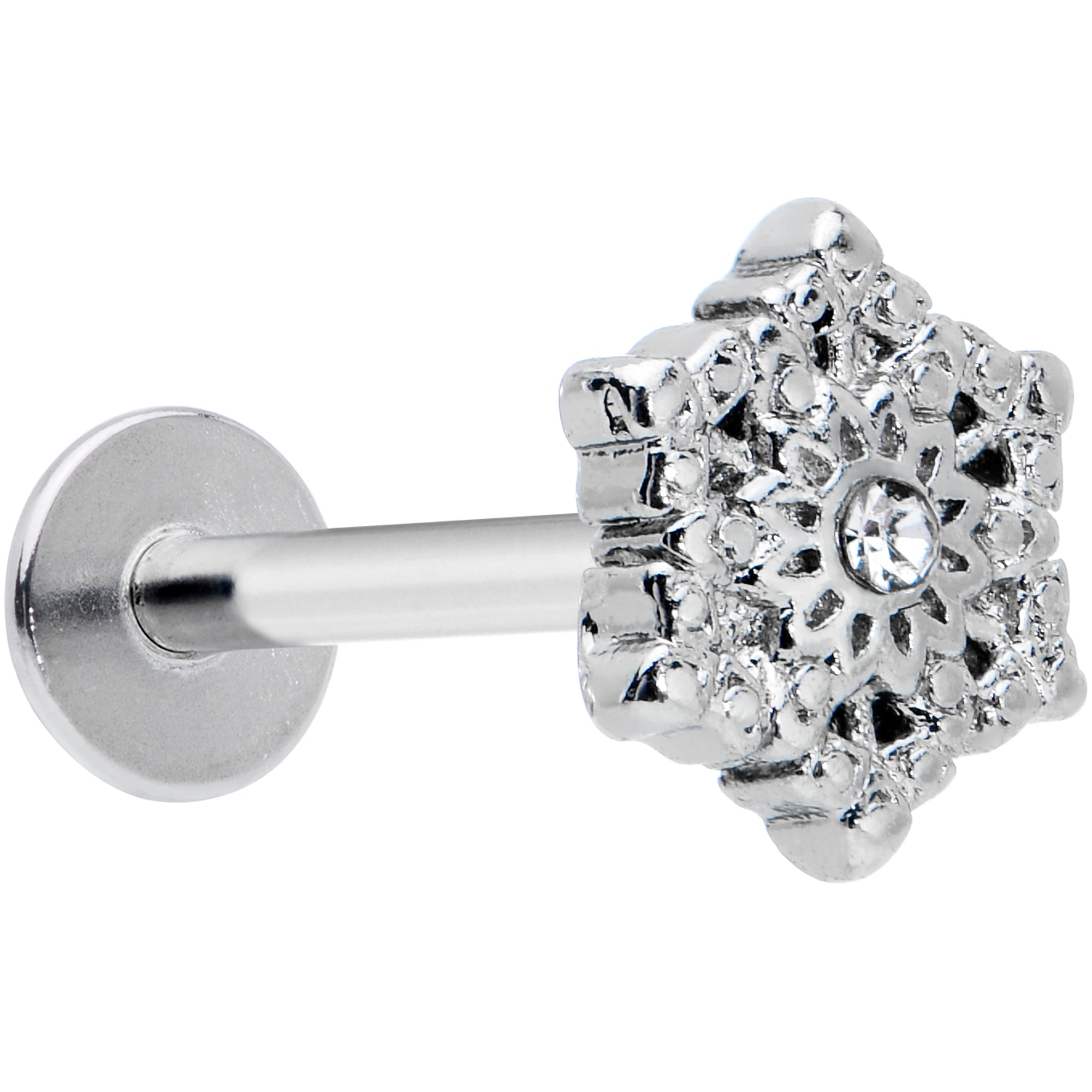 16G 5/16 Clear Gem Filigree Epic Snowflake Labret Monroe Tragus