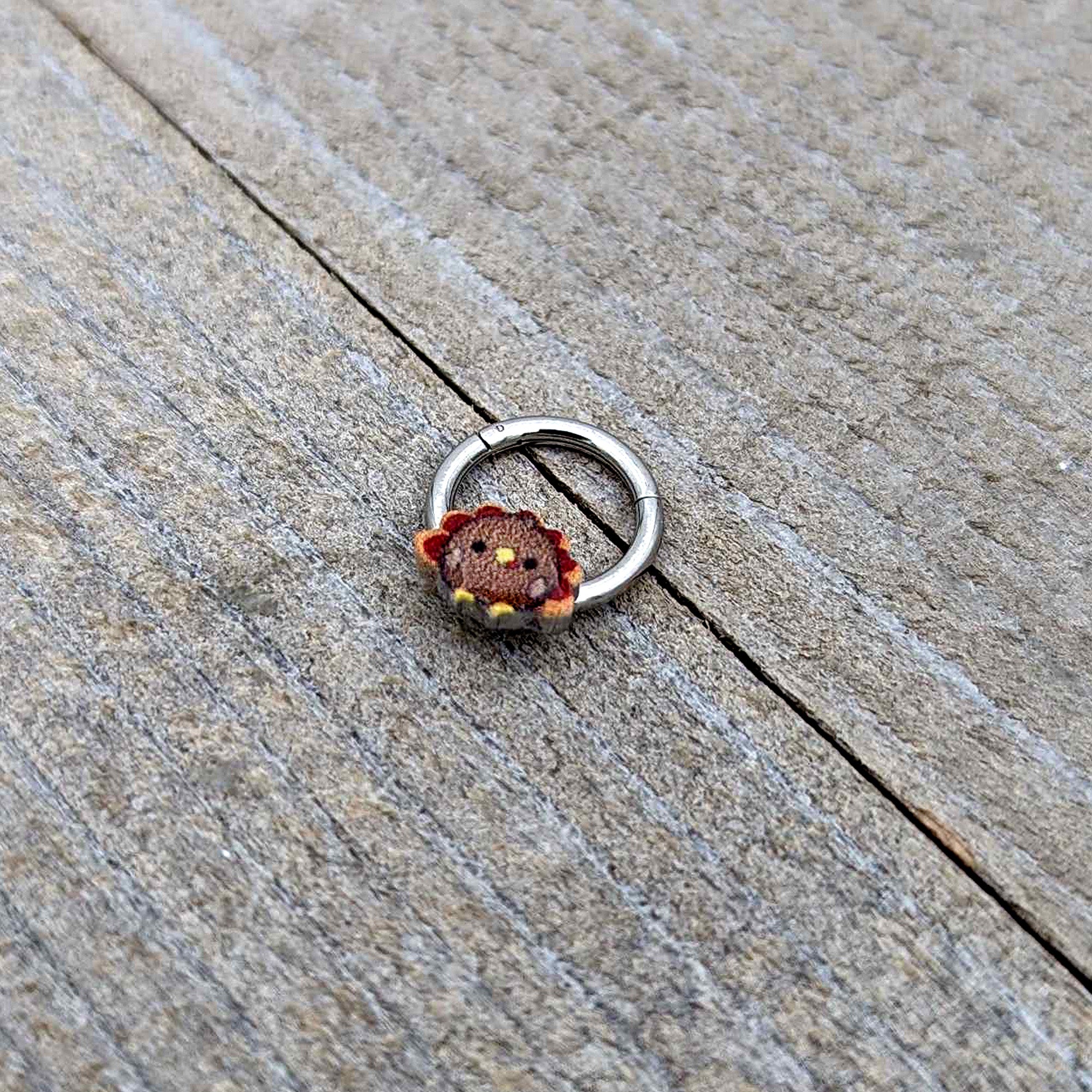16G 5/16 Sweet Tiny Turkey Thanksgiving Hinged Segment Ring