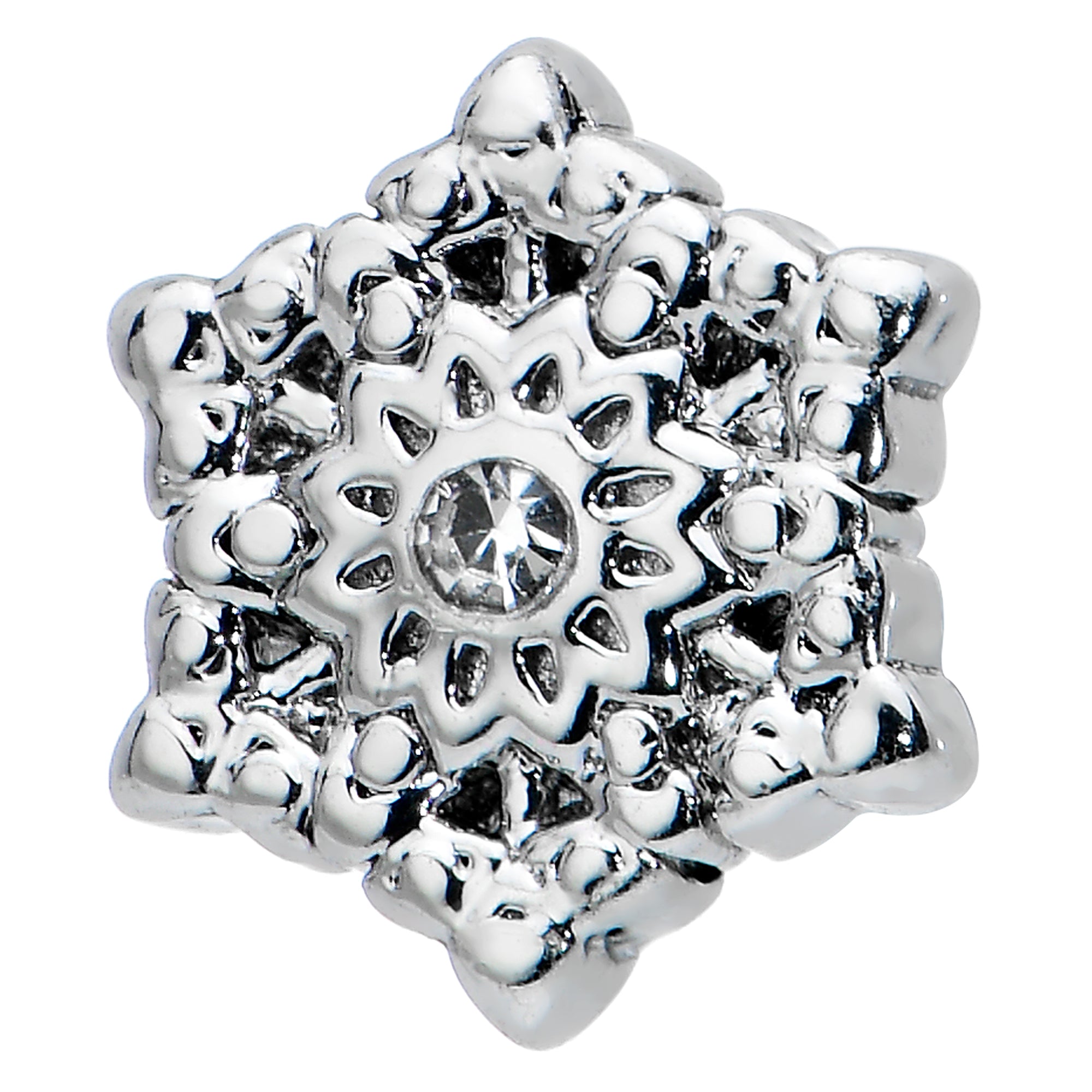 16G 1/4 Clear Gem Filigree Epic Snowflake Cartilage Tragus Earring