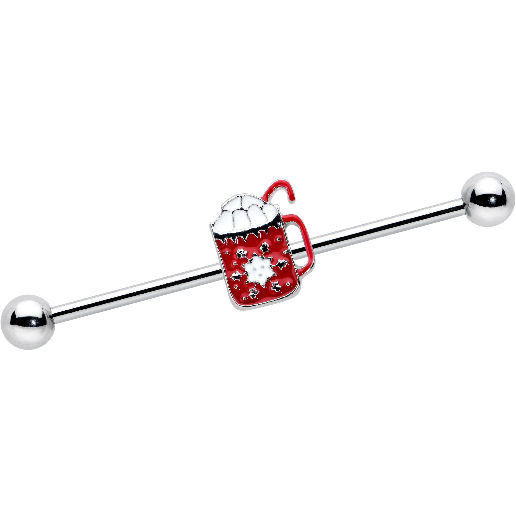 14G Sweet Hot Cocoa Marshmallow Holiday Industrial Barbell 38mm