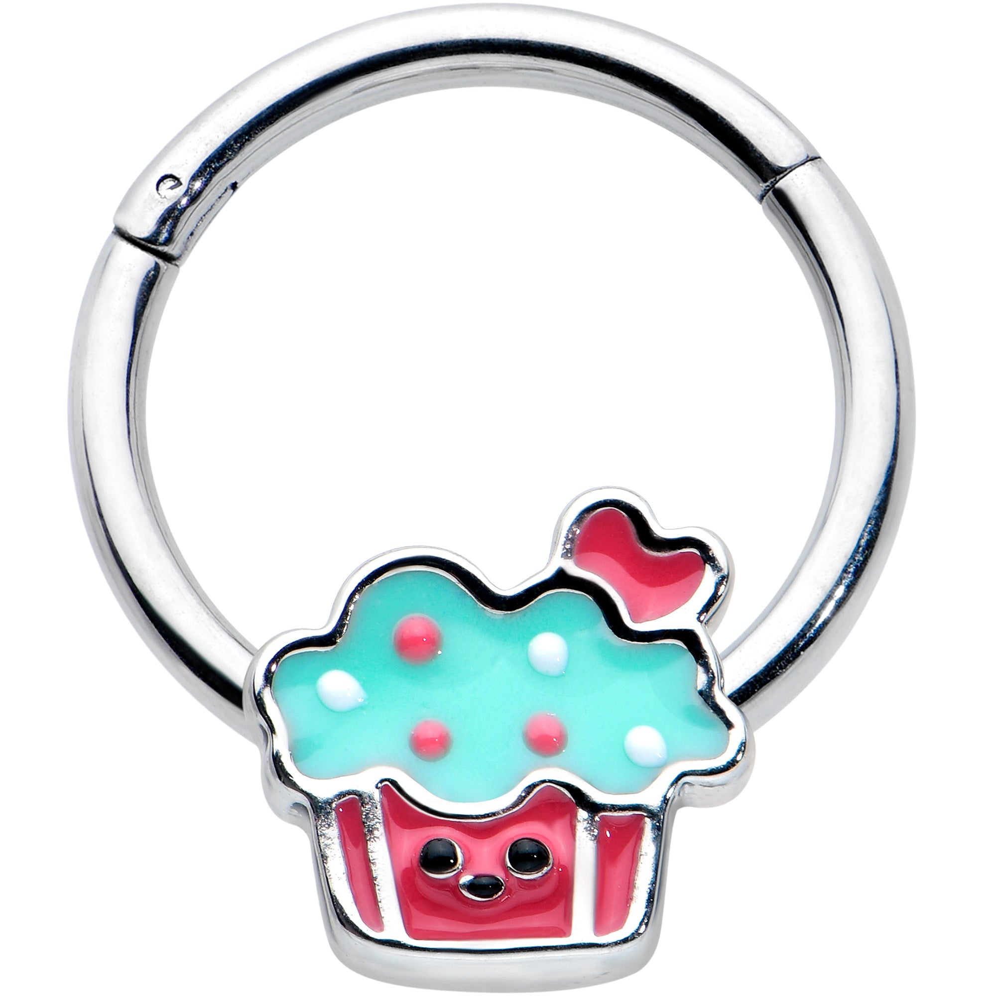 16G 3/8 Sweet Happy Cupcake Hinged Segment Ring