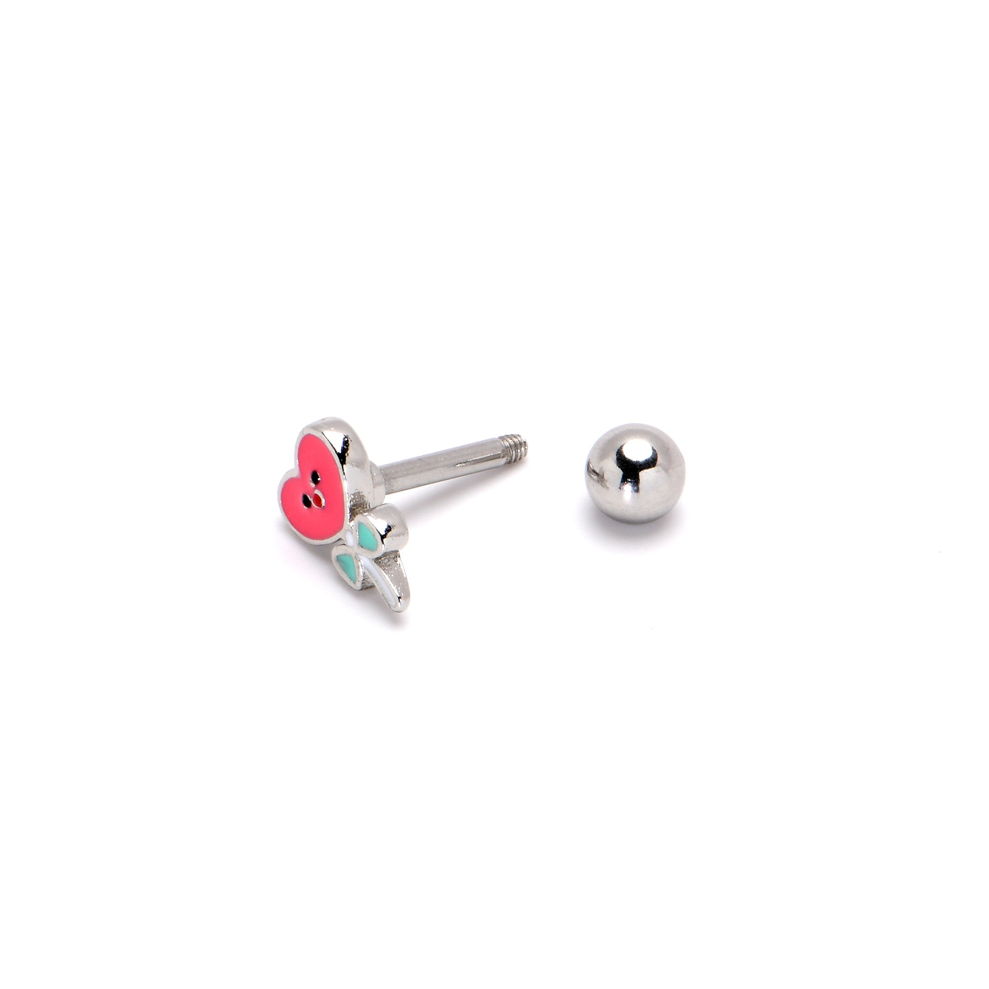 16G 1/4 Sweet Happy Heart Lollipop Cartilage Tragus Earring