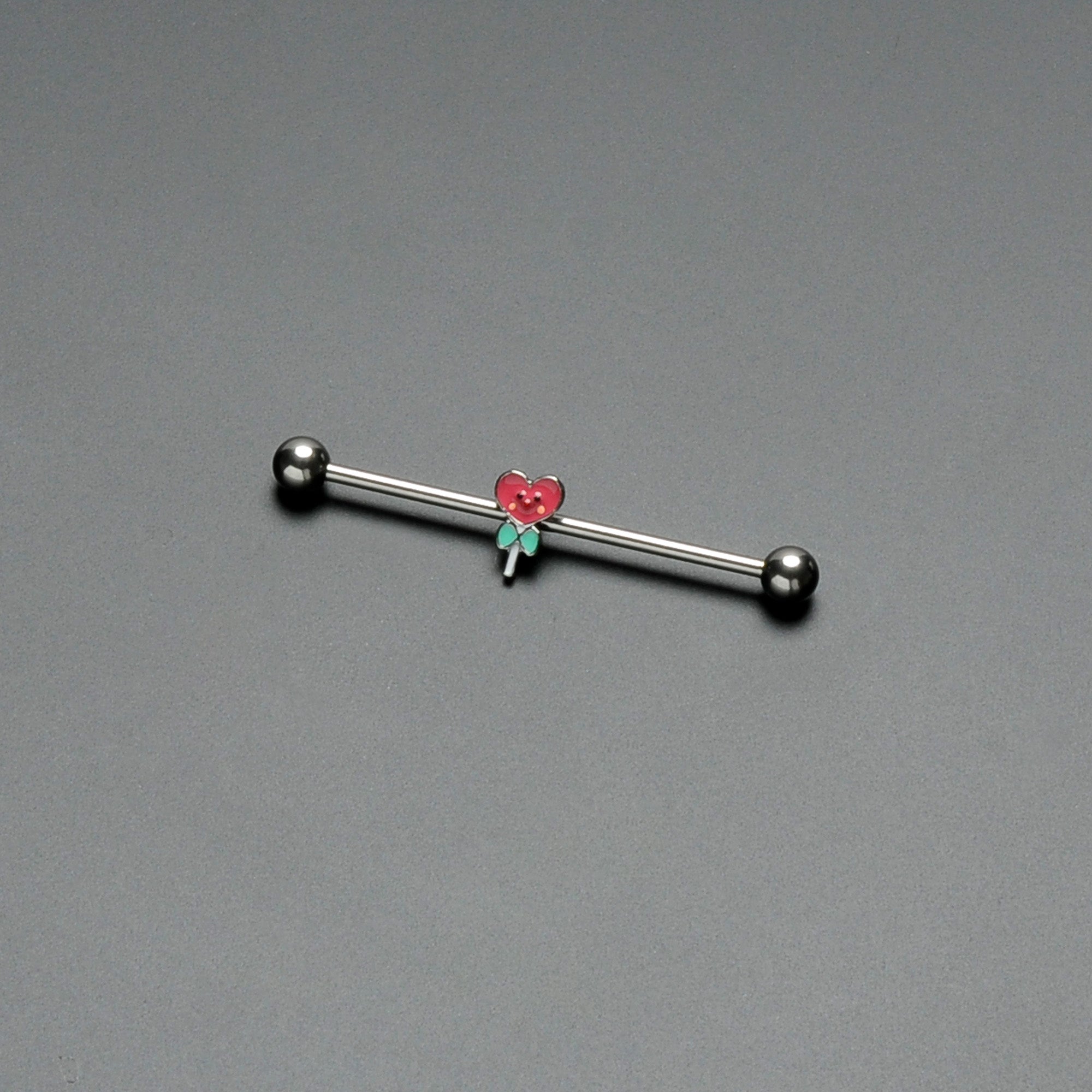 14G Sweet Happy Heart Lollipop Industrial Barbell 38mm