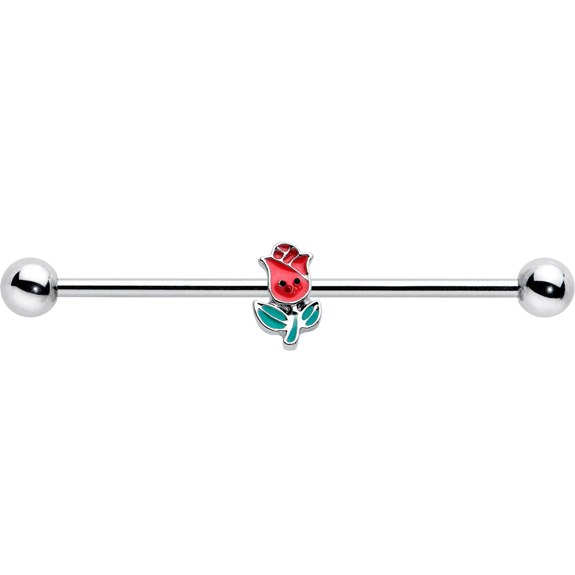 14G Sweet Happy Rose Flower Industrial Barbell 38mm