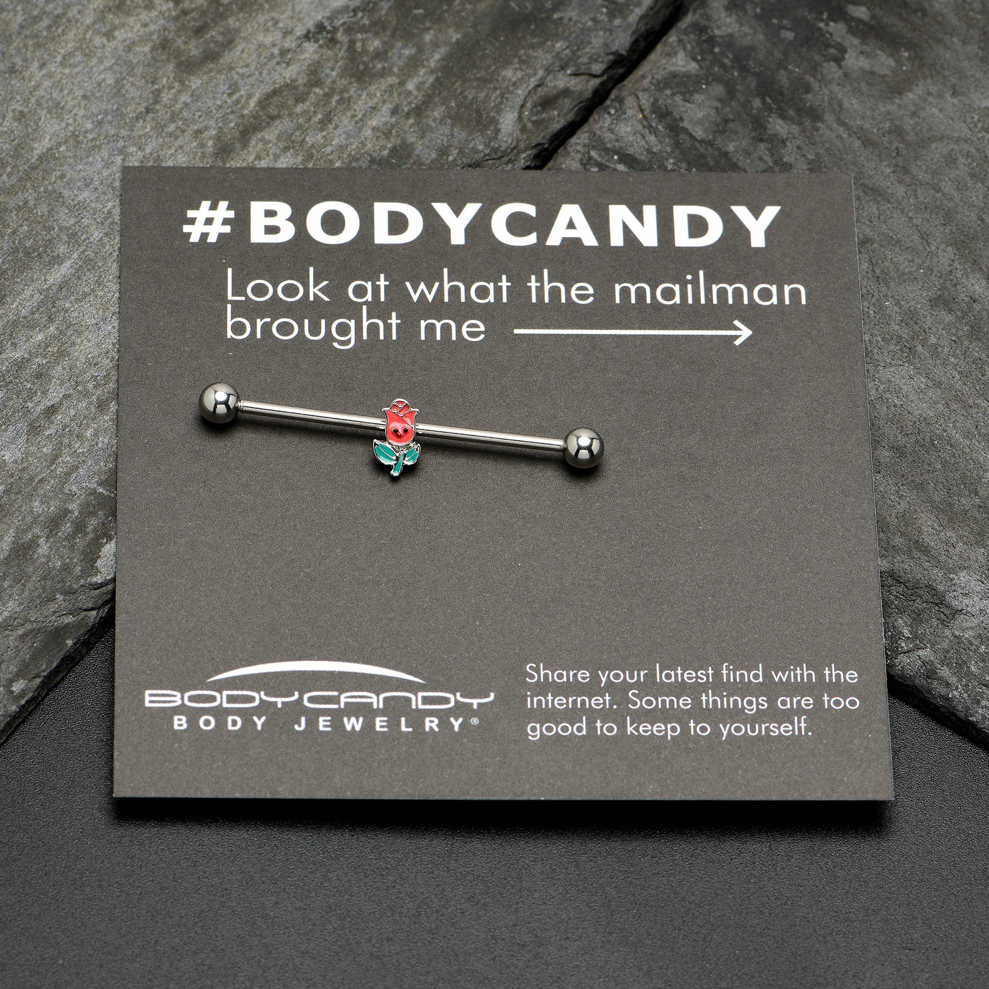 14G Sweet Happy Rose Flower Industrial Barbell 38mm