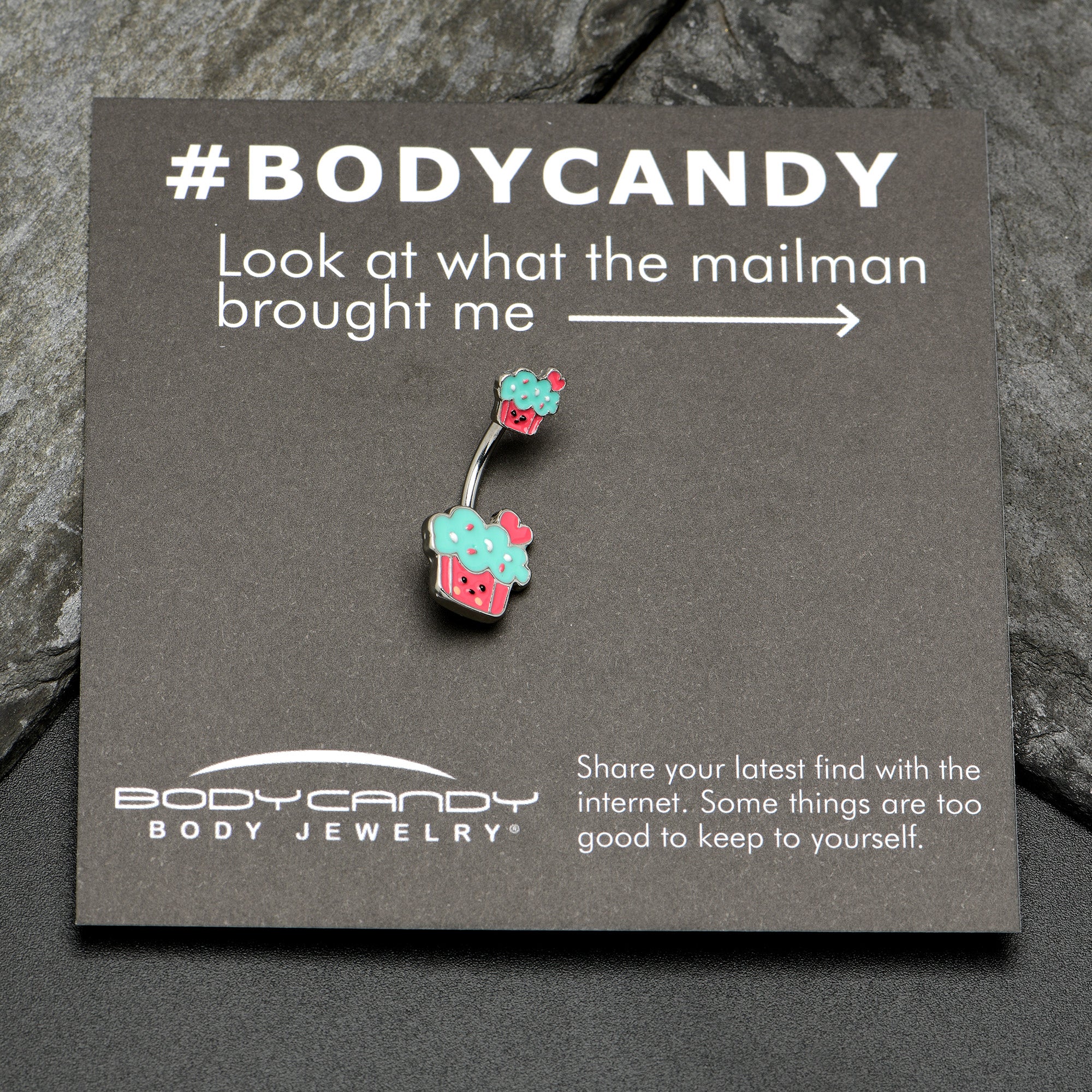 Sydney Belle Girlfriend Collection Sweet Happy Cupcake Pink Blue Double Mount Belly Ring