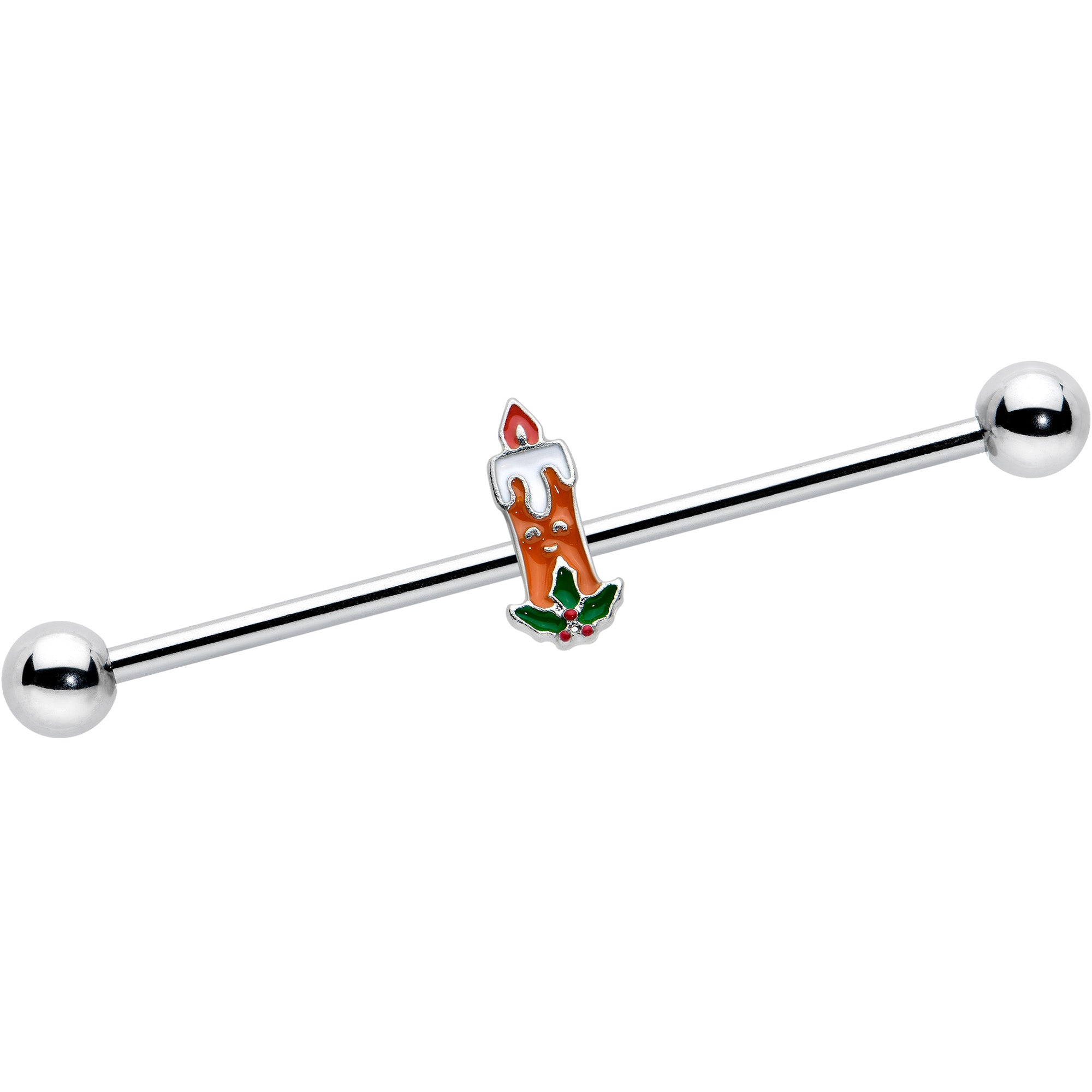 14G Sweet Christmas Holiday Candle Industrial Barbell 38mm