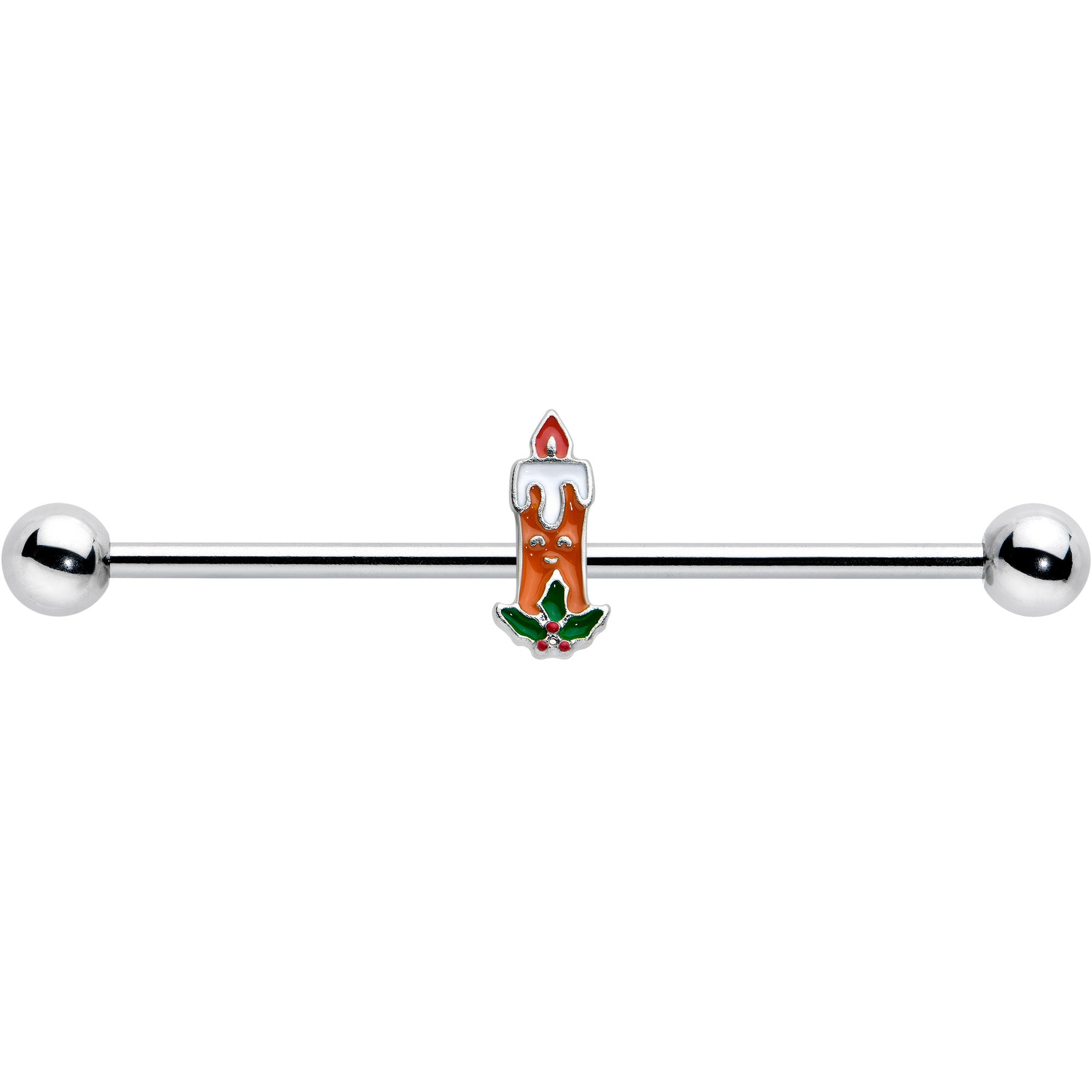 14G Sweet Christmas Holiday Candle Industrial Barbell 38mm