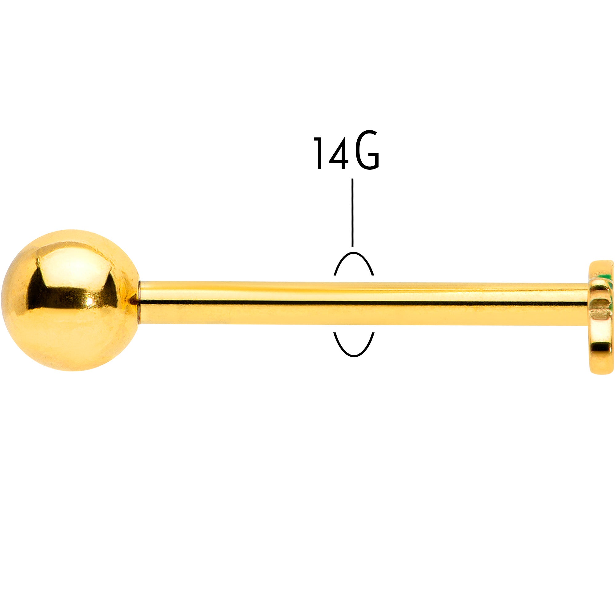 Gold Tone Merry Christmas Inlaid Red Green Barbell Tongue Ring