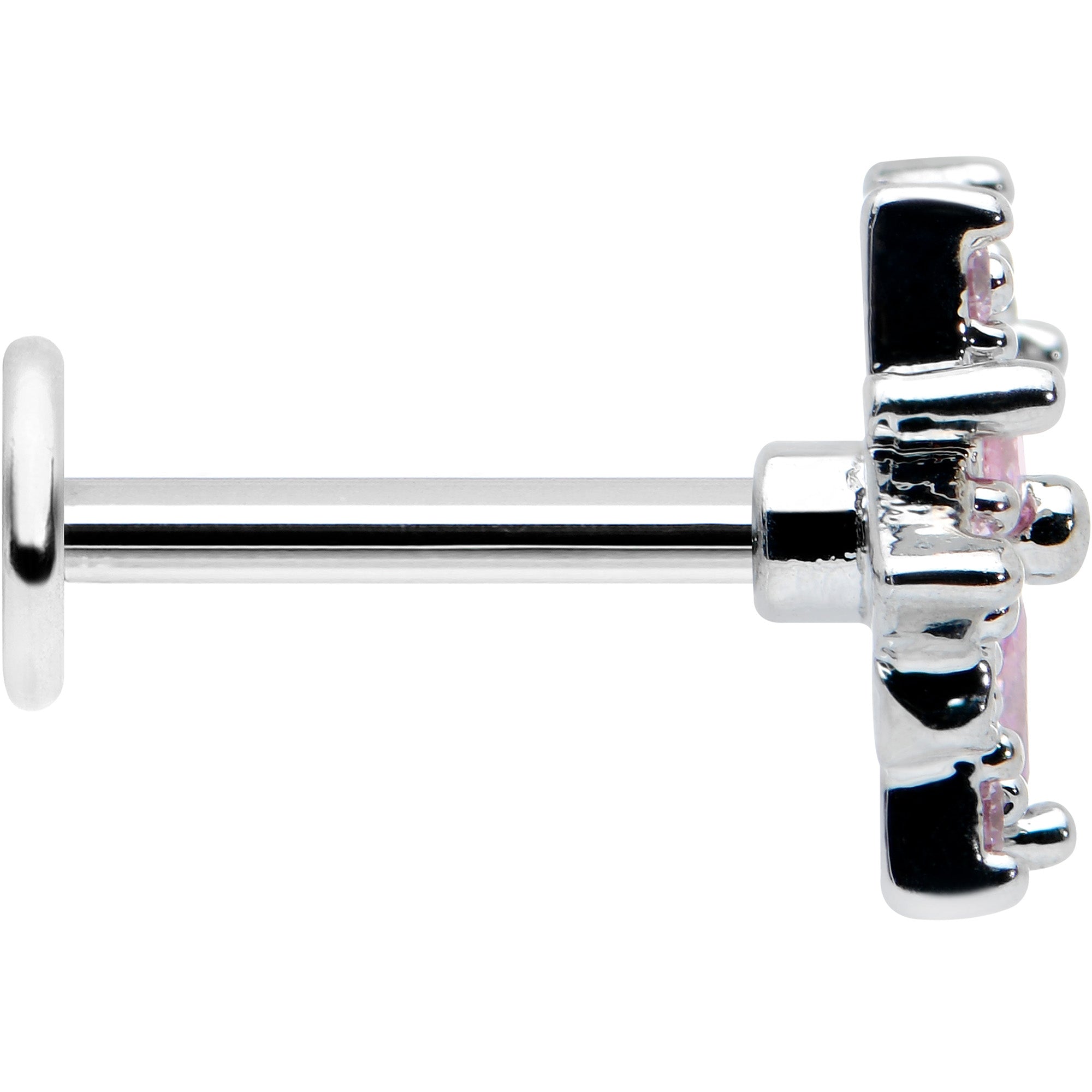 16G 5/16 Pink Clear CZ Gem Snowflake Labret Monroe Tragus