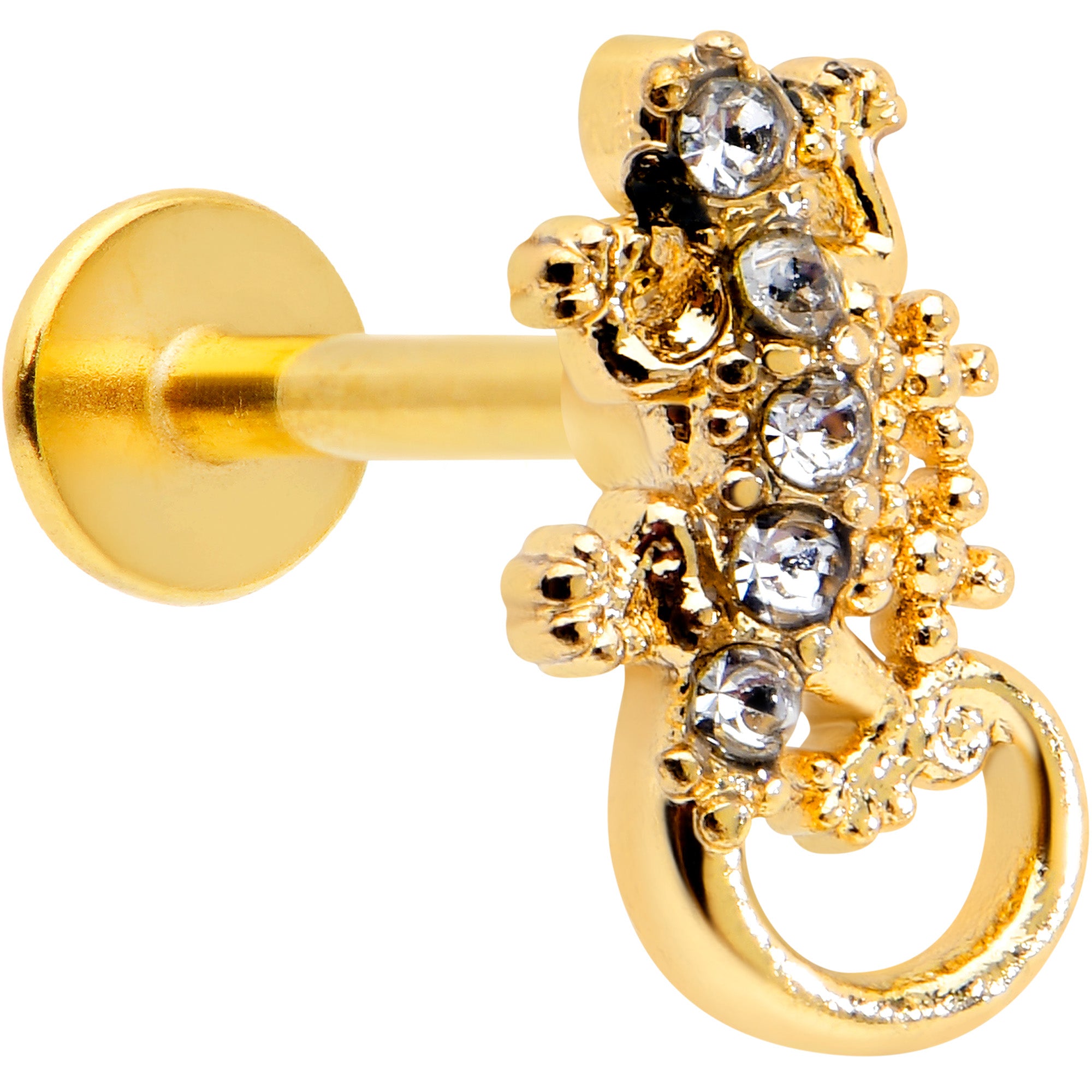16G 5/16 Clear Gem Gold Tone Luscious Lizard Labret Monroe Tragus