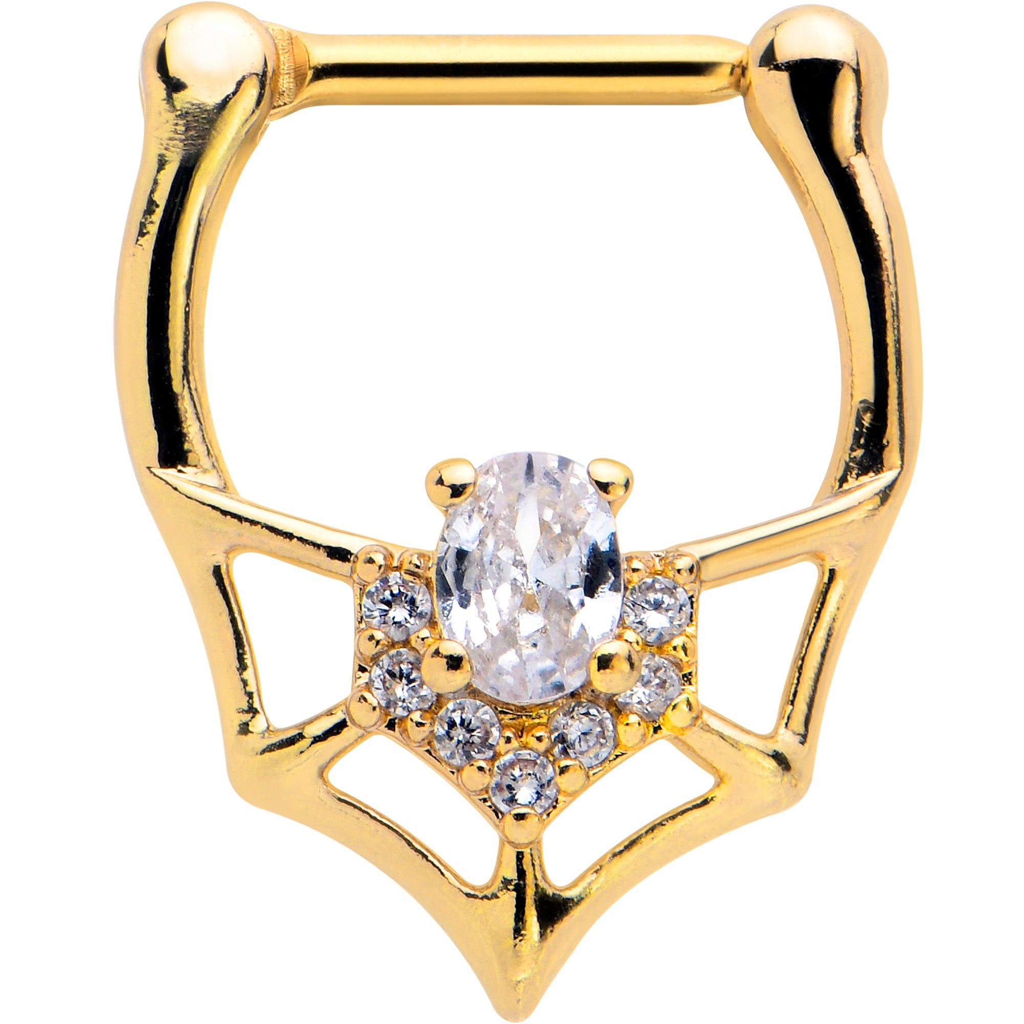 16G 5/16 Clear Gem Gold Tone Spider Bat Cartilage Clicker