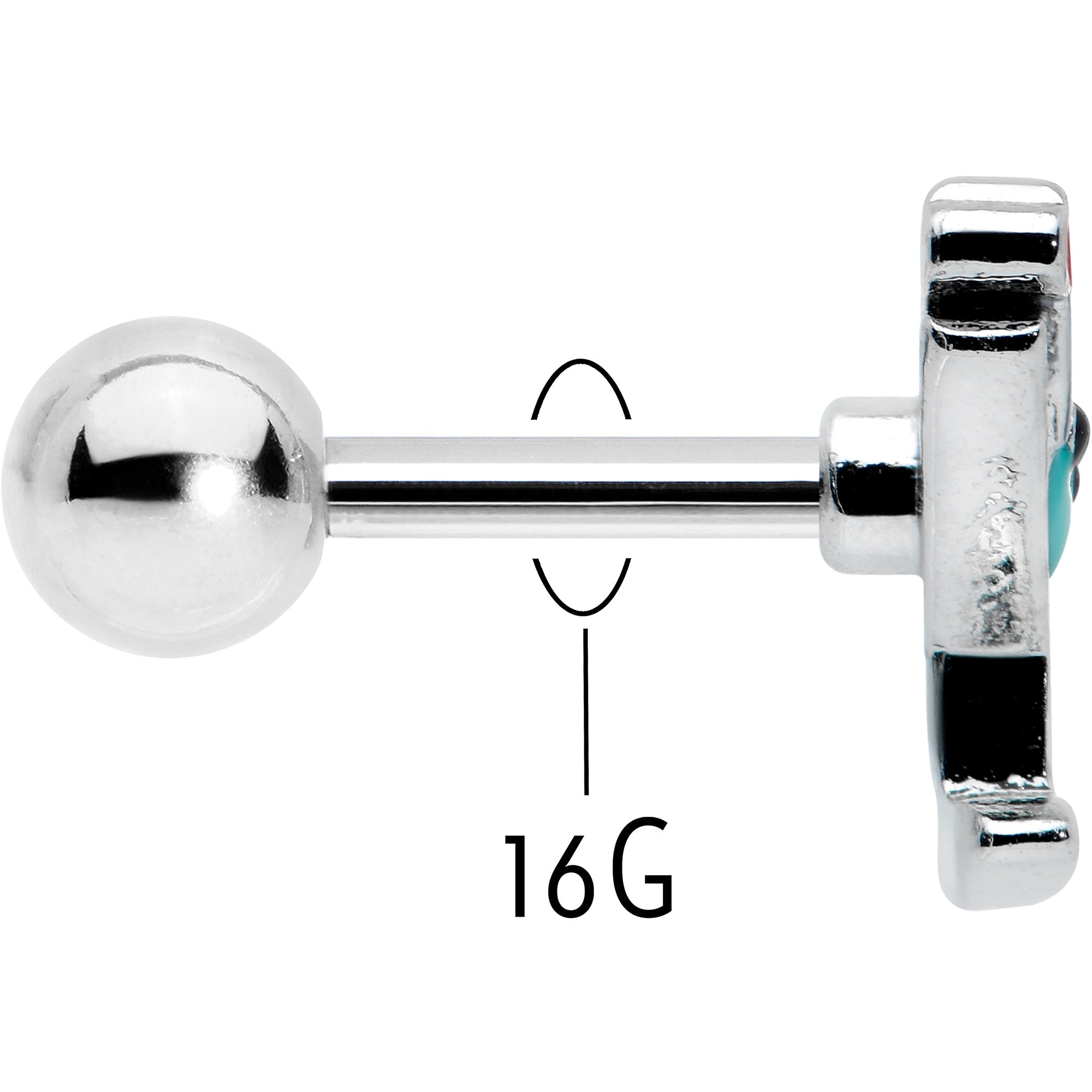 16G 1/4 Sweet Martini Glass Heart Cartilage Tragus Earring