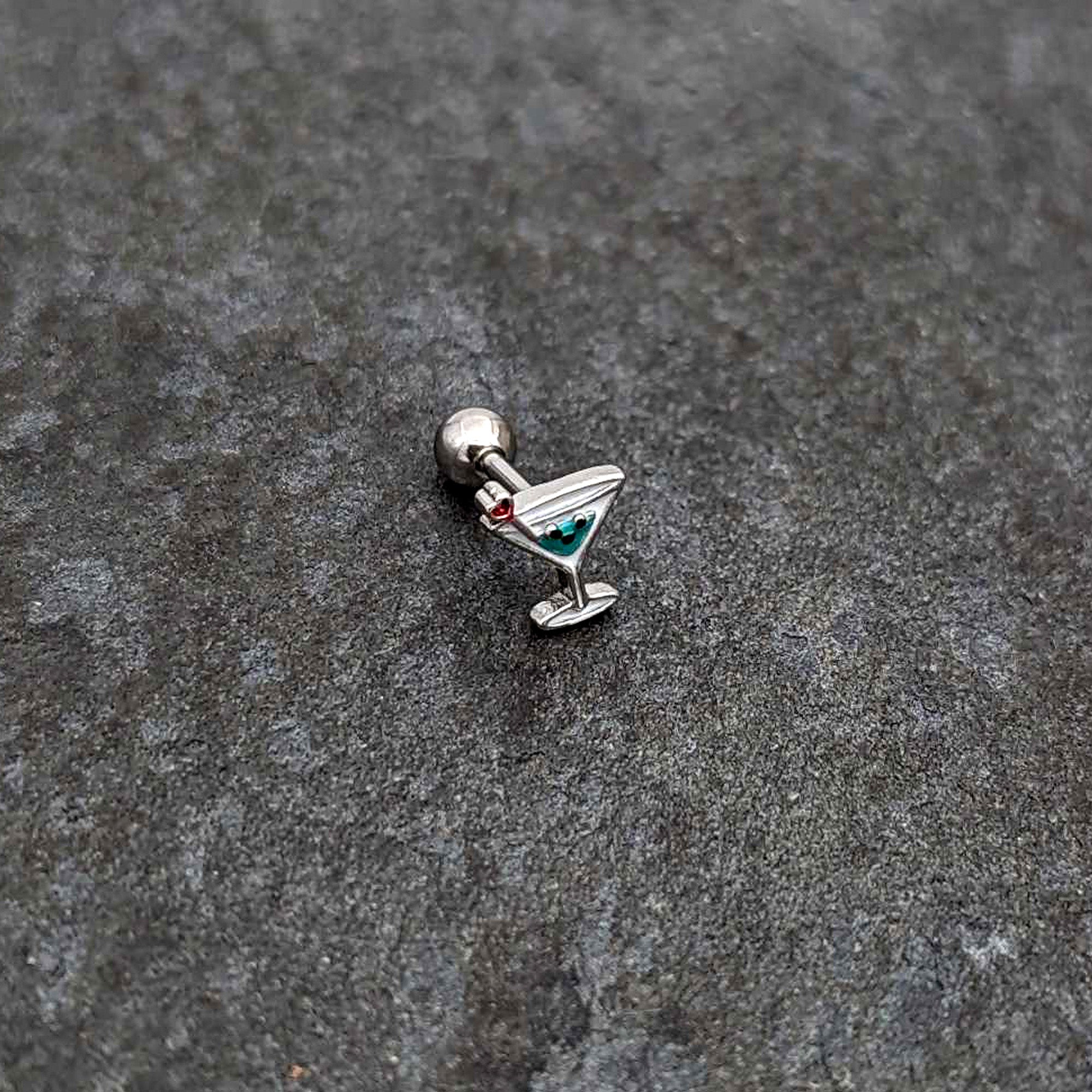 16G 1/4 Sweet Martini Glass Heart Cartilage Tragus Earring