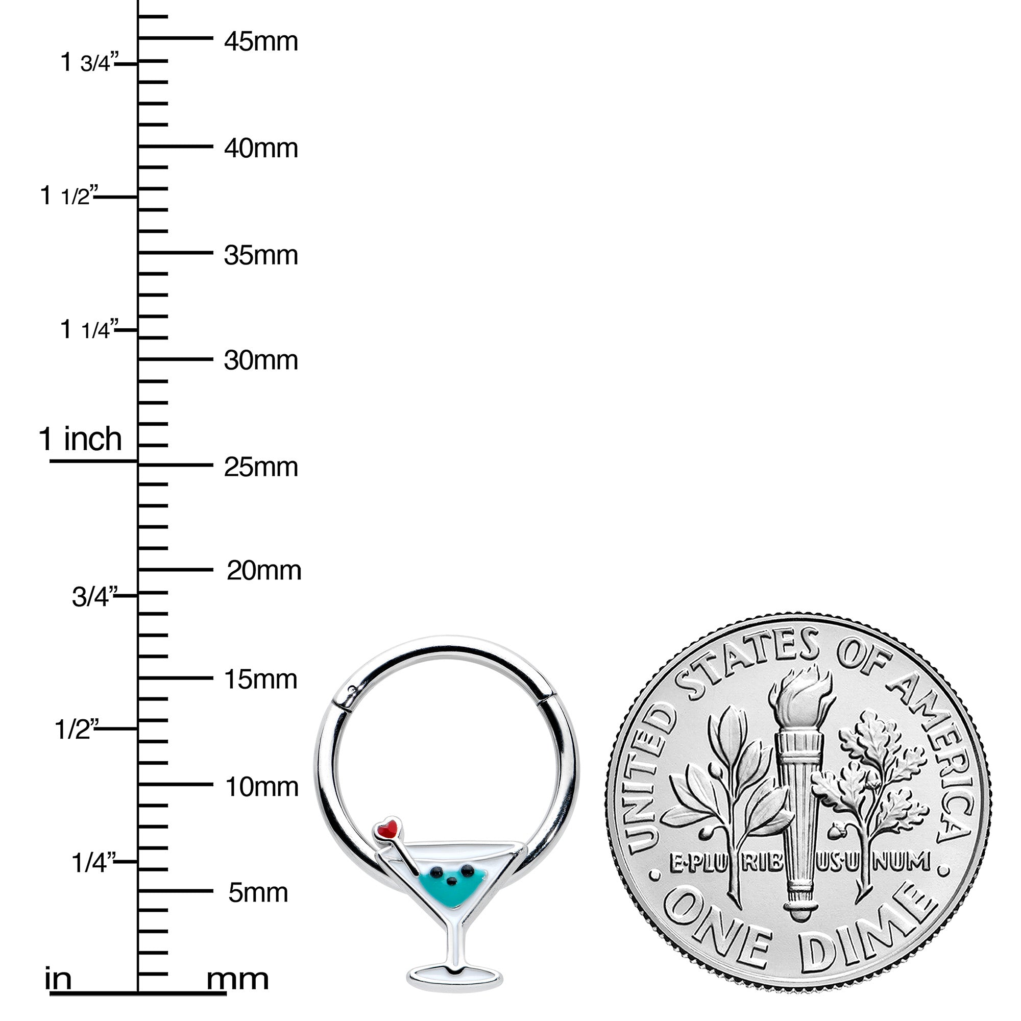 16G 3/8 Sweet Martini Glass Heart Hinged Segment Ring