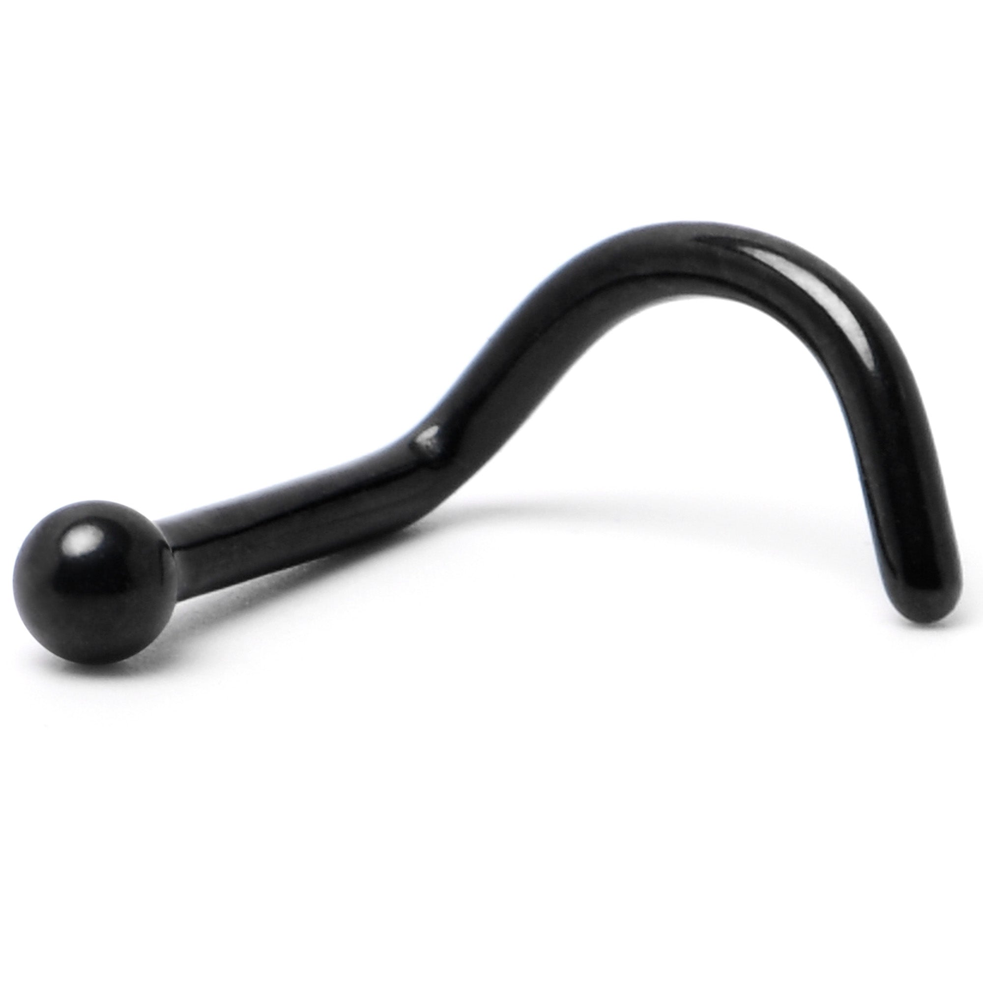 18G 1/4 Black ASTM F-136 Implant Grade Titanium Ball End Left Side Nose Screw