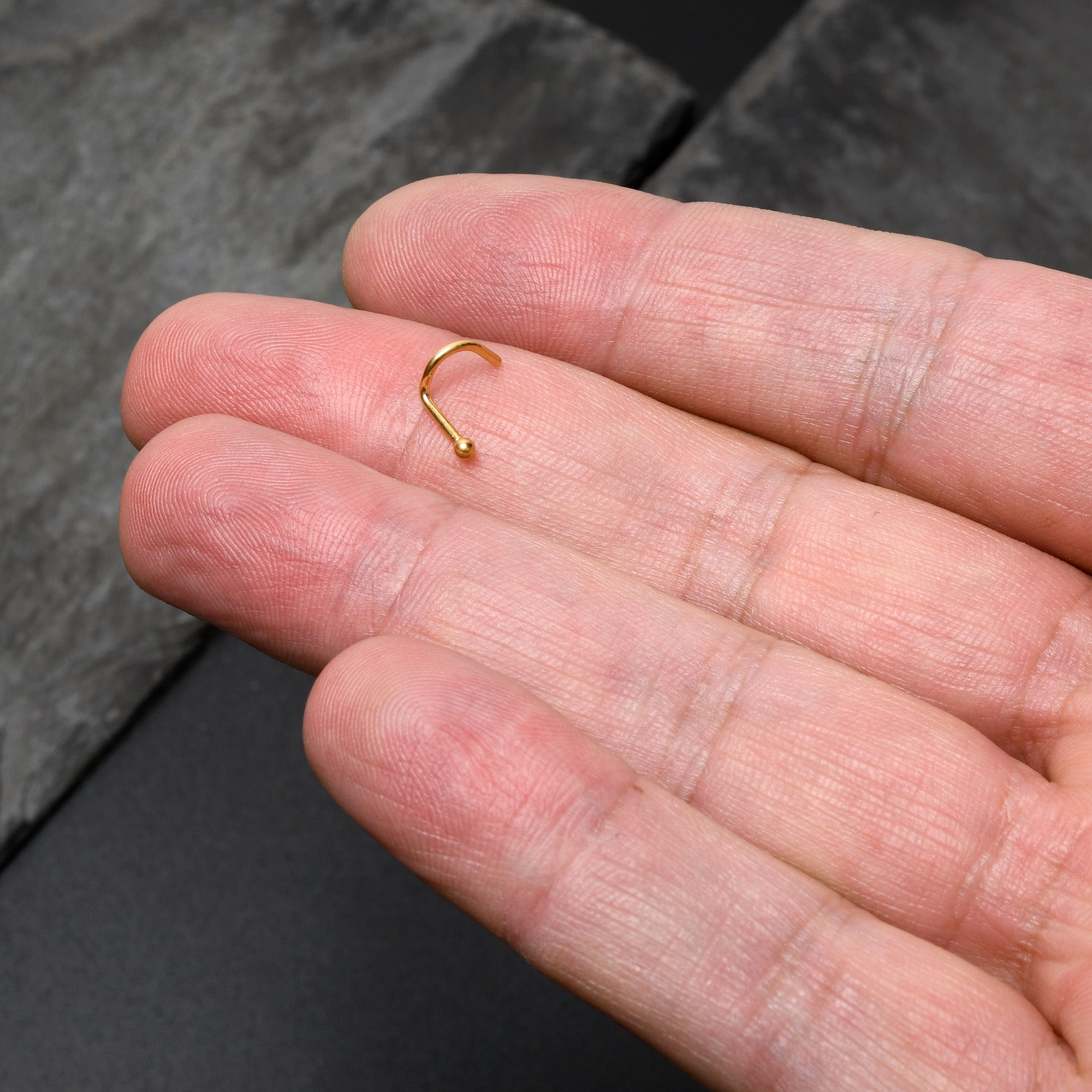 18G 1/4 Gold Hue ASTM F-136 Implant Grade Titanium Ball End Left Side Nose Screw