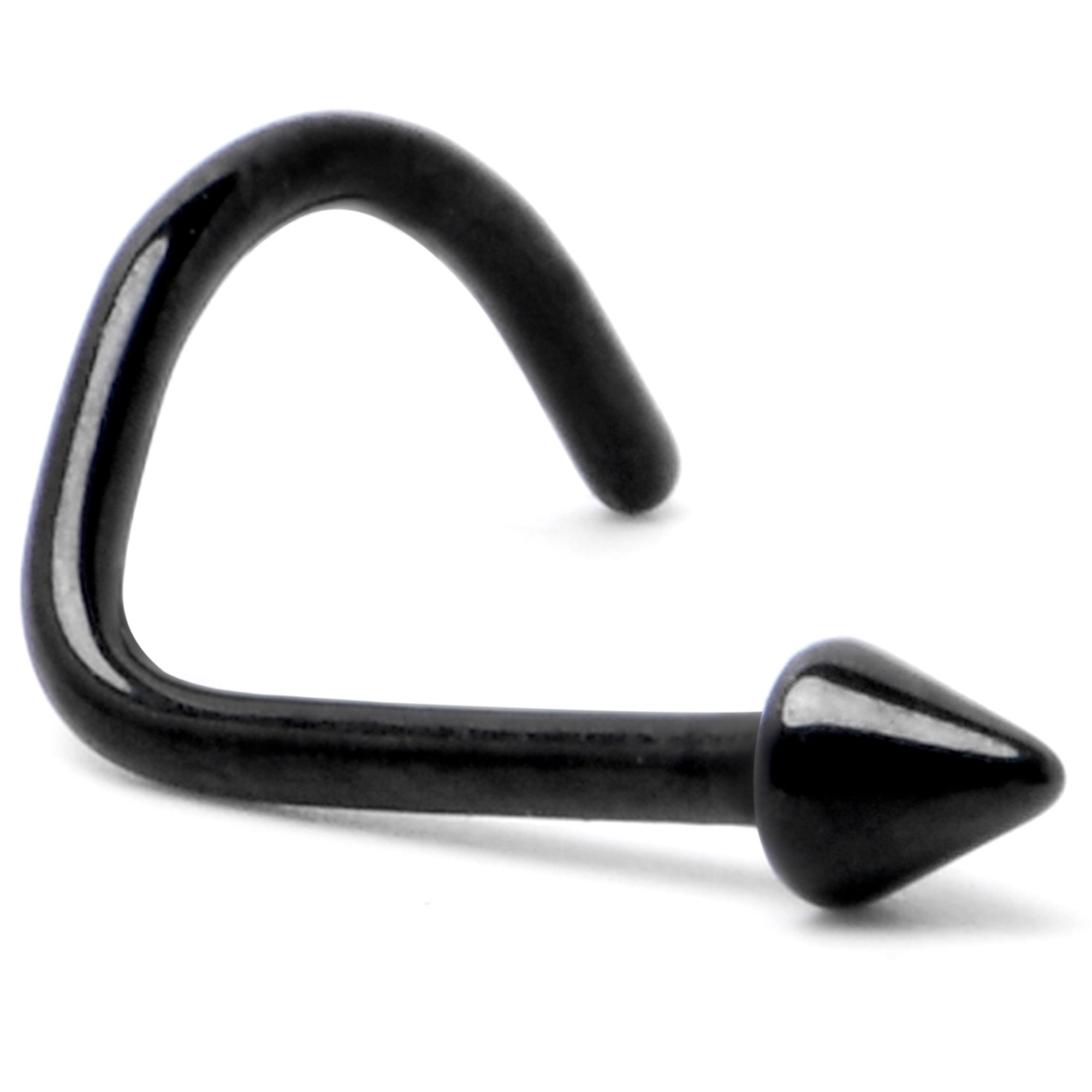 20G 1/4 Black ASTM F-136 Implant Grade Titanium Cone End Left Side Nose Screw