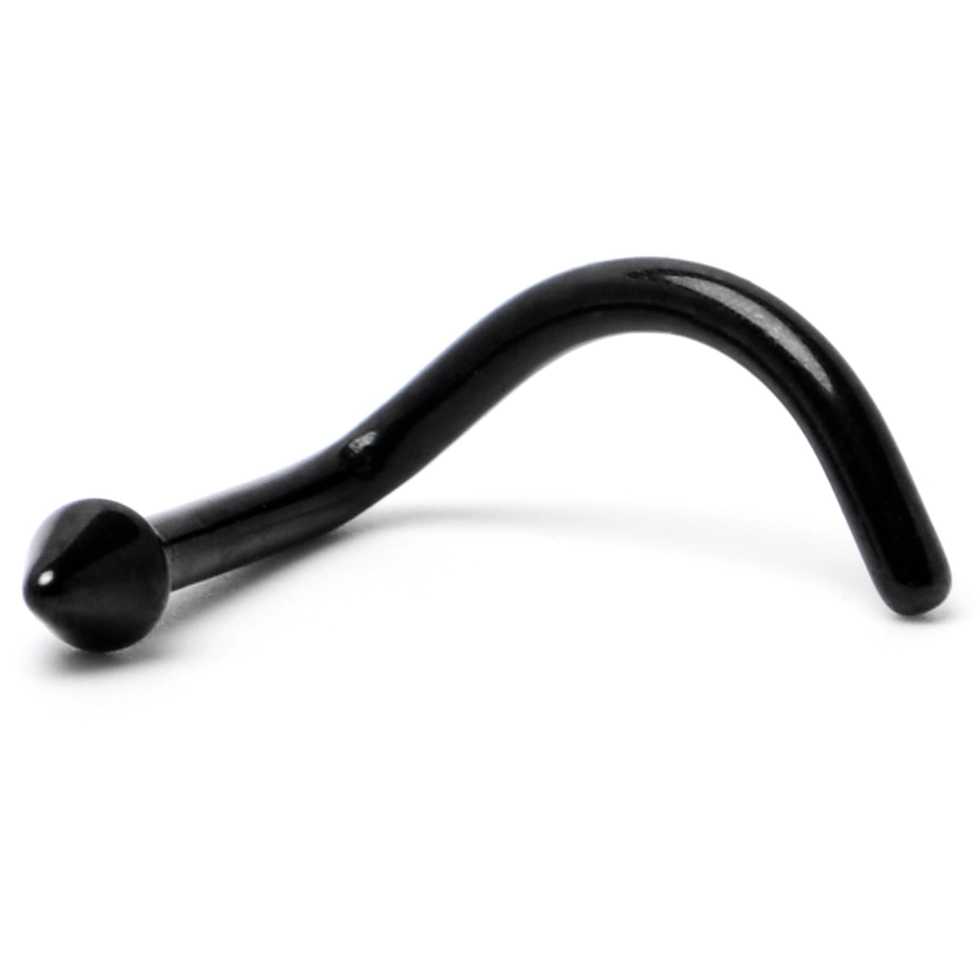 18G 1/4 Black ASTM F-136 Implant Grade Titanium Cone End Left Side Nose Screw