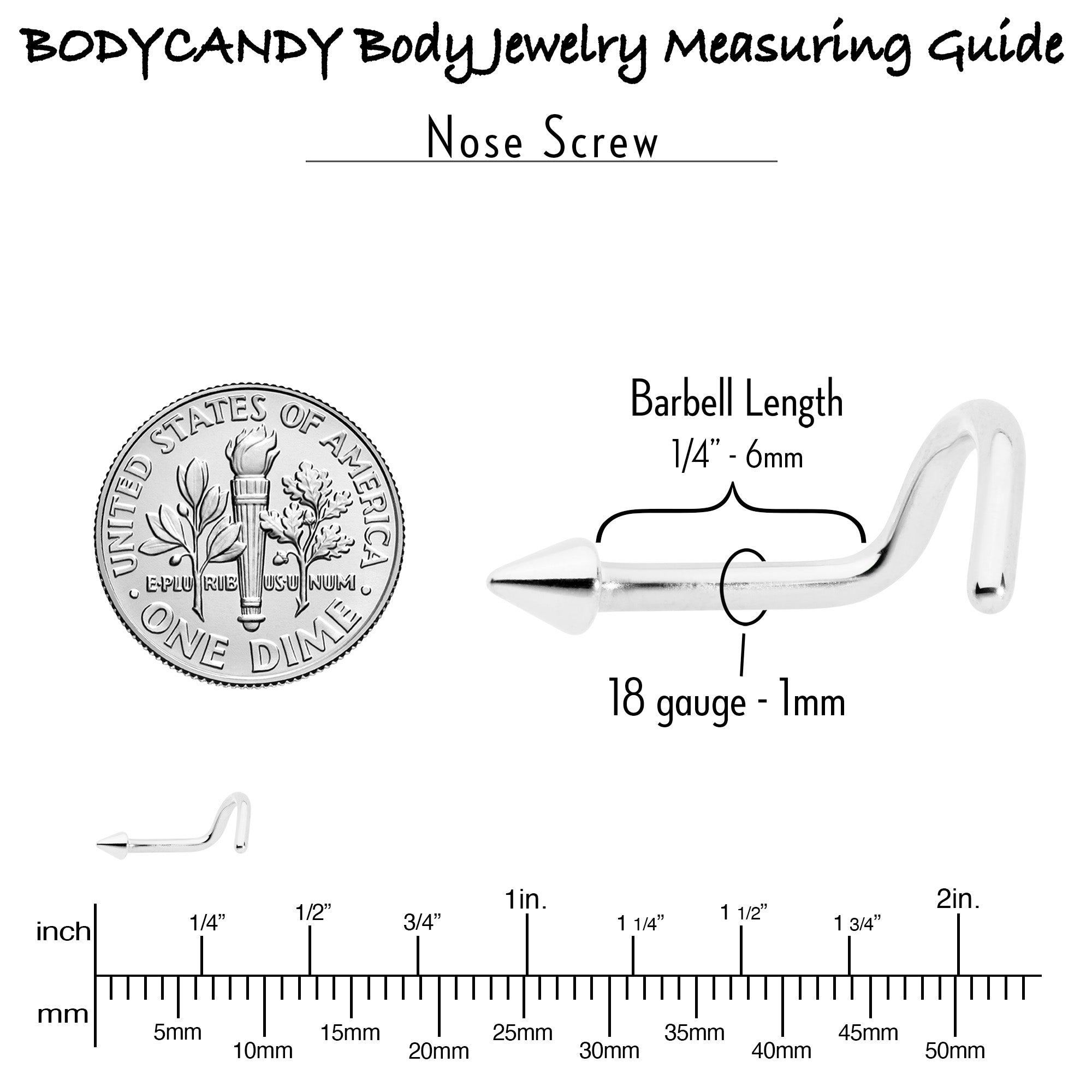 18G 1/4 ASTM F-136 Implant Grade Titanium Cone End Left Side Nose Screw